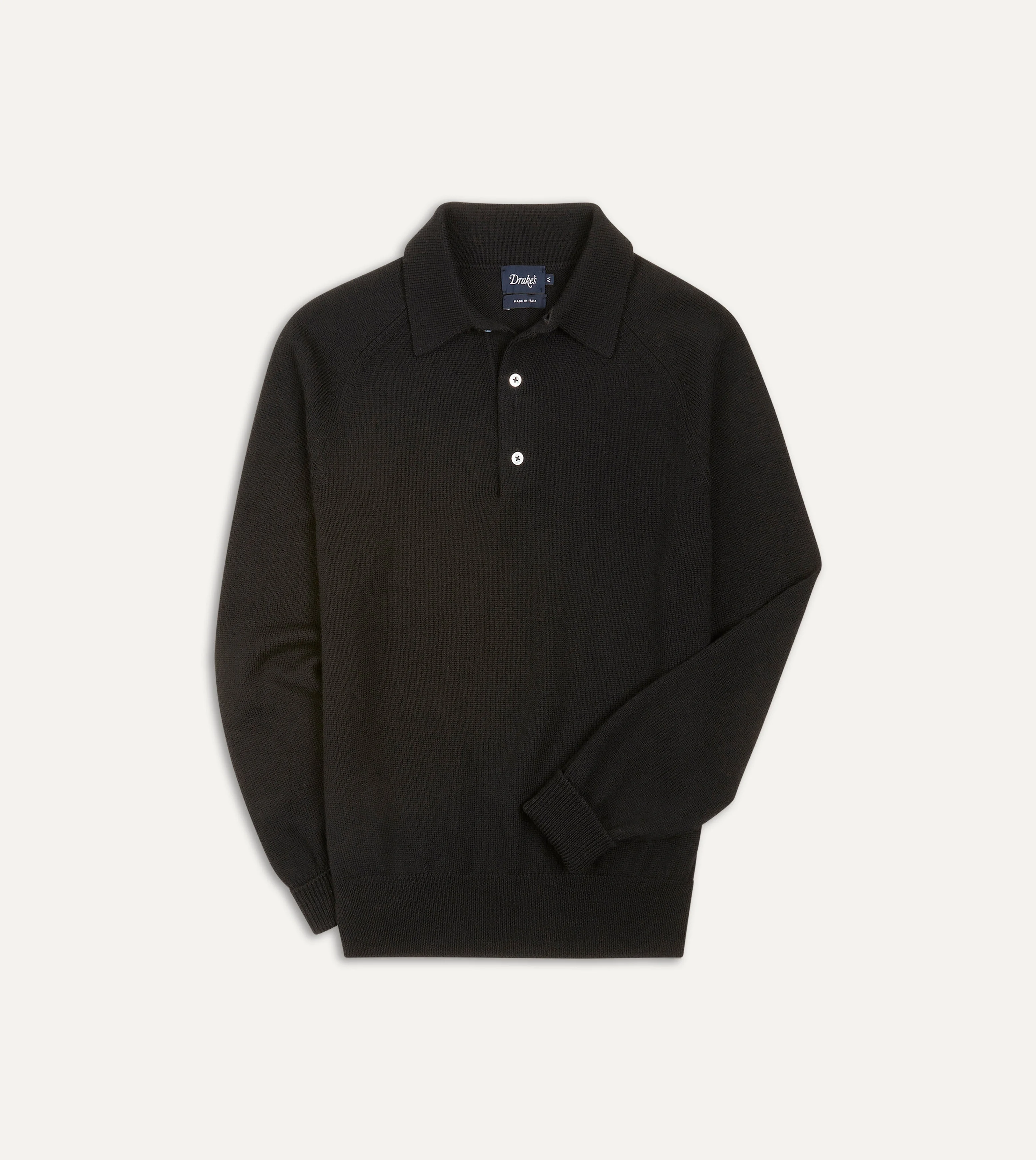 Black Merino Wool Knitted Polo - 1