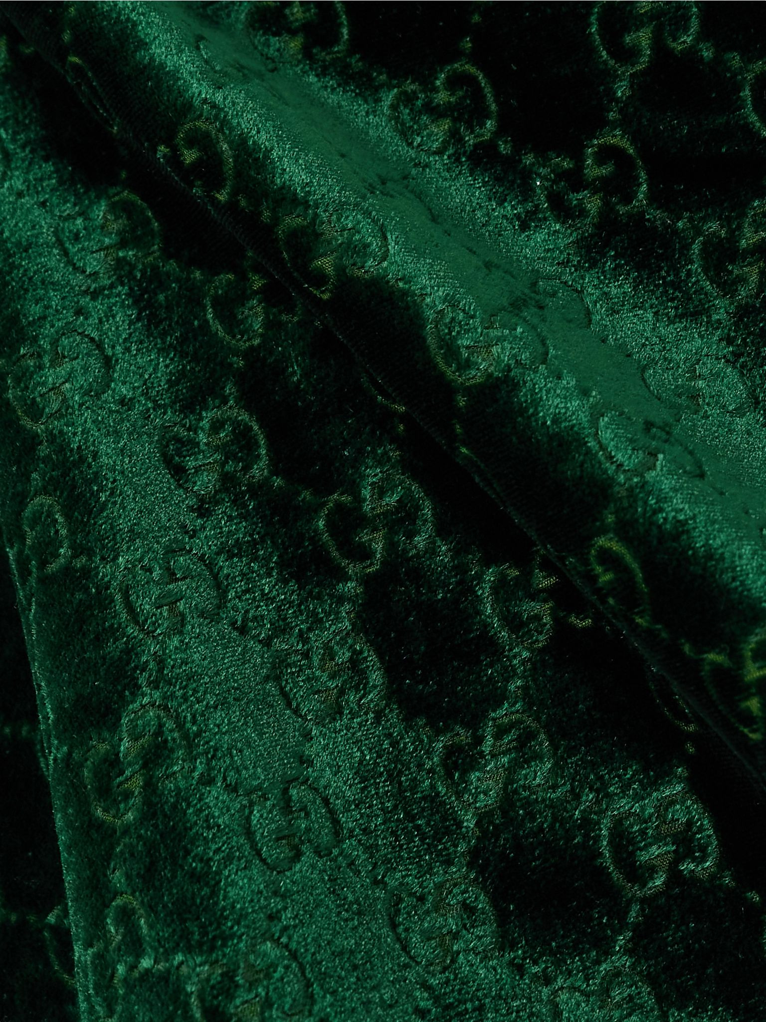 Cropped devoré-velvet top Dark green - 4