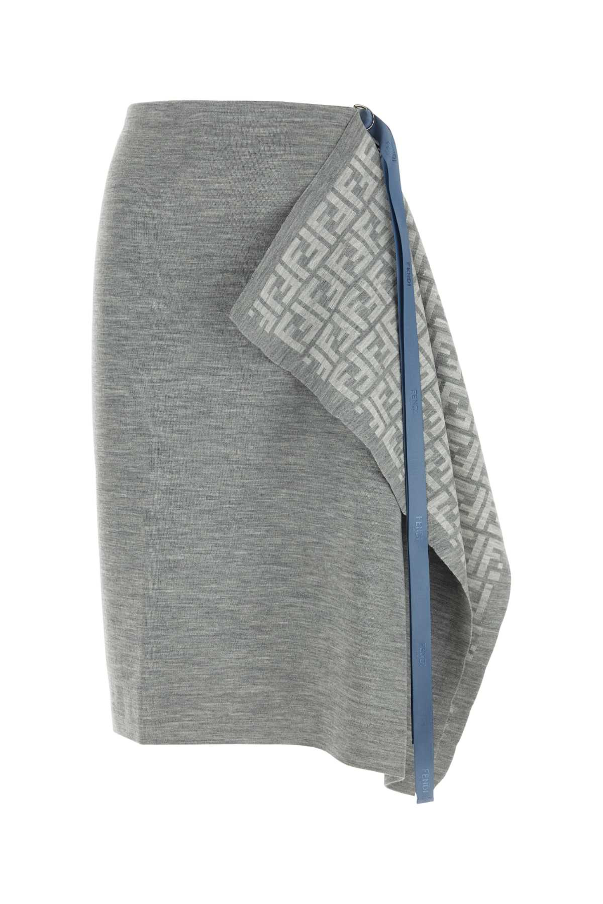Fendi Women Melange Grey Wool Blend Skirt - 1