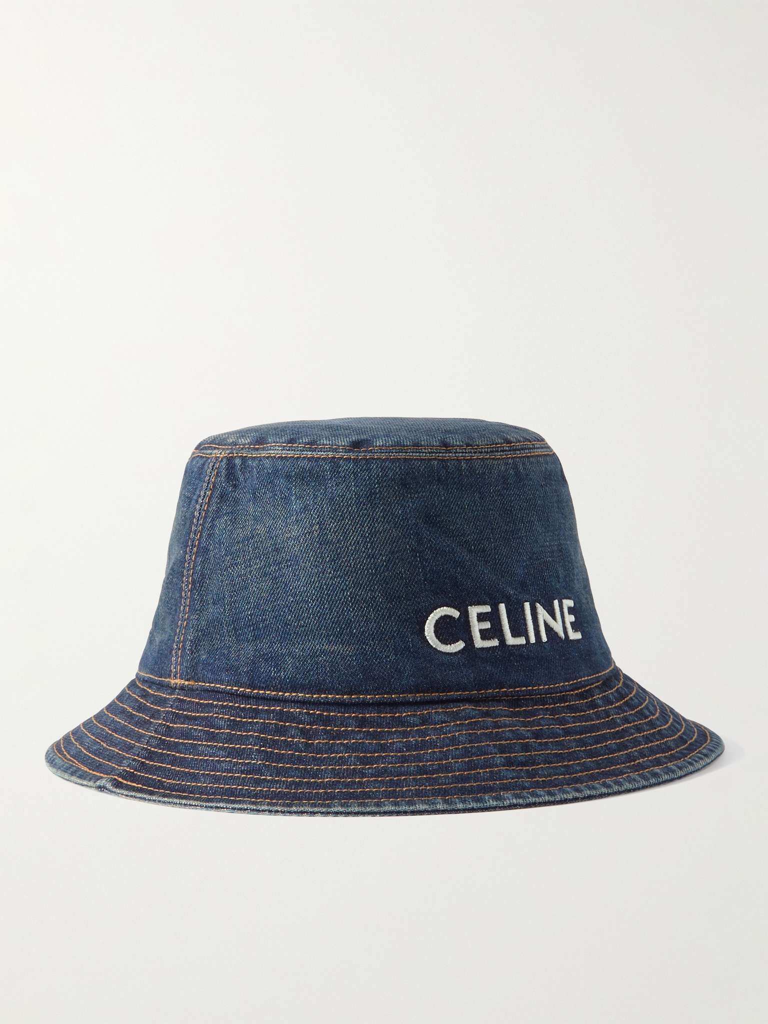 Logo-Embroidered Denim Bucket Hat - 1