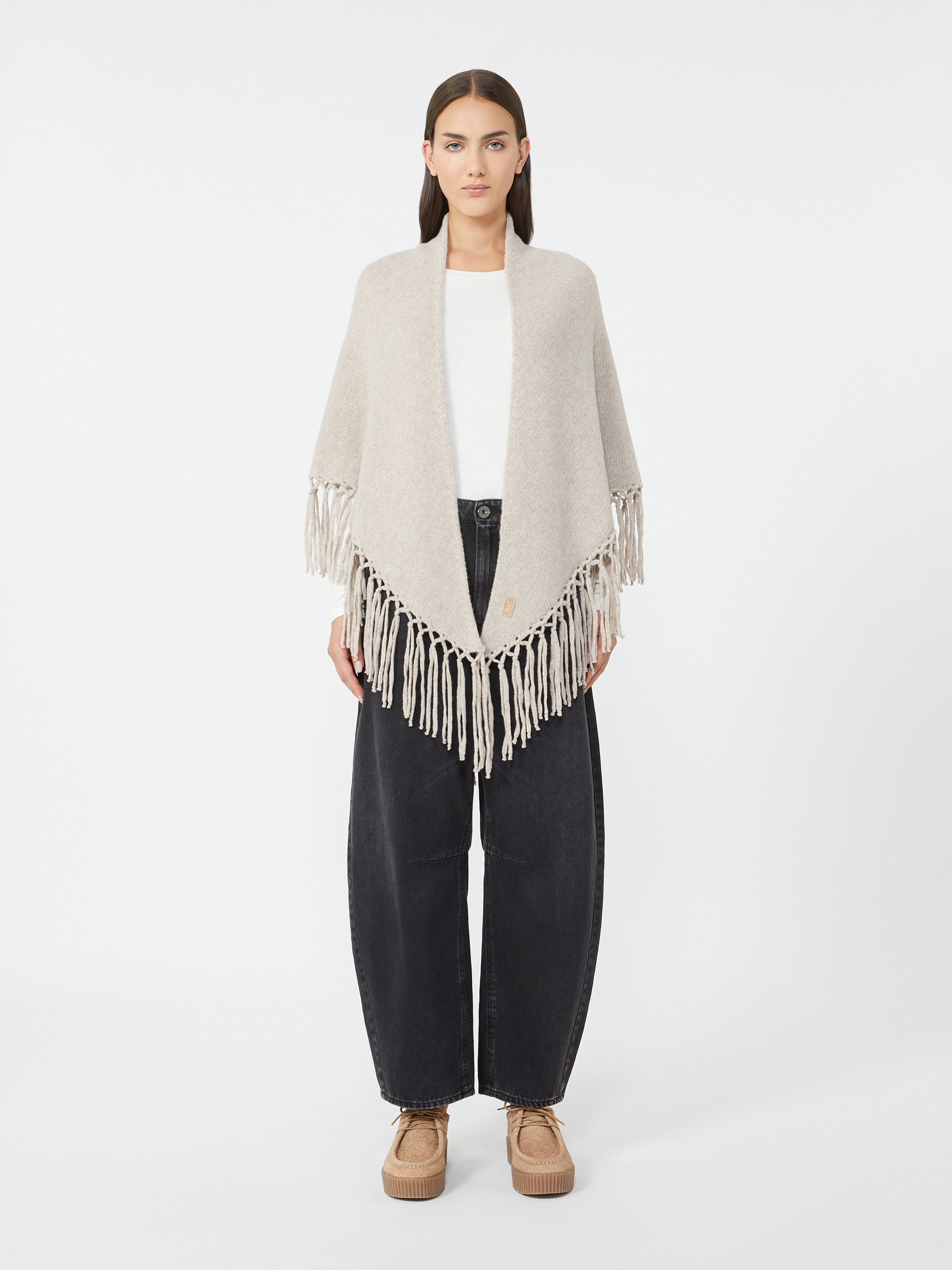 TORNADO Wool shawl with fringes - 2
