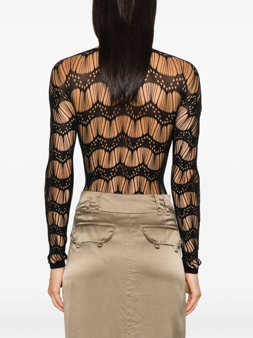 ladder-knit jersey bodysuit - 4