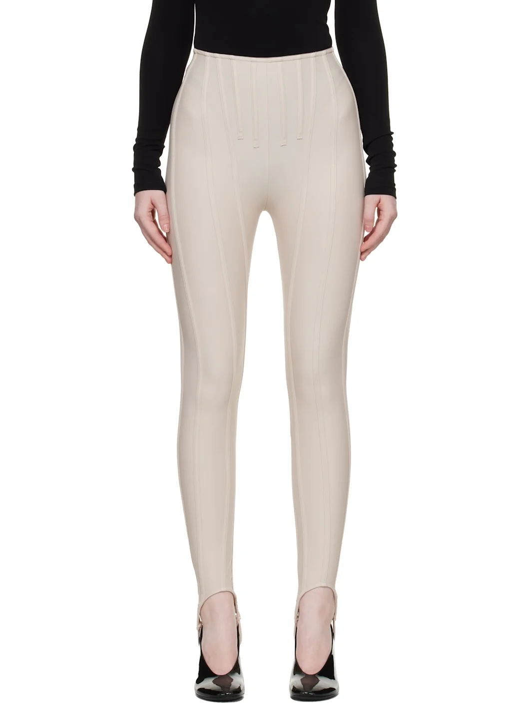 Beige Corseted Leggings - 1