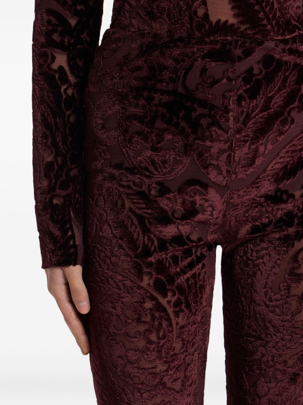 jacquard chenille flared trousers - 5