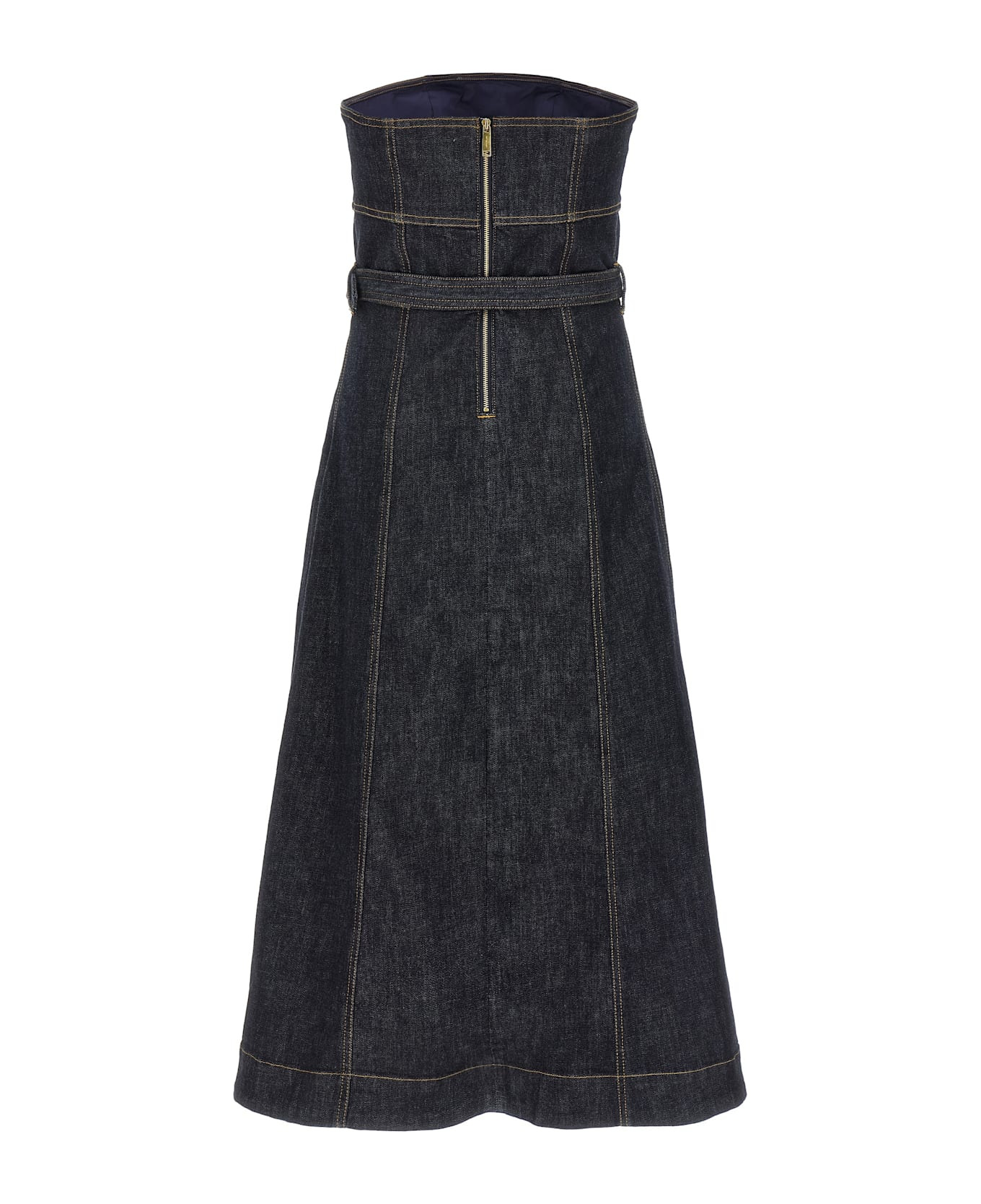 Denim Bandeau Midi Dress - 2