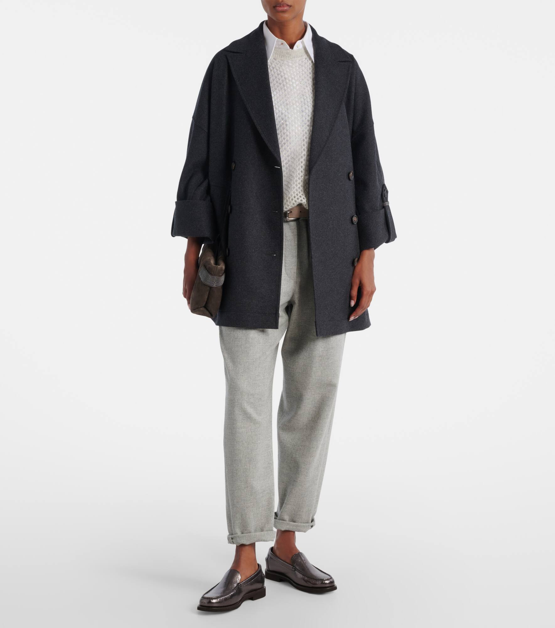 Cropped wool and cashmere straight pants - 2