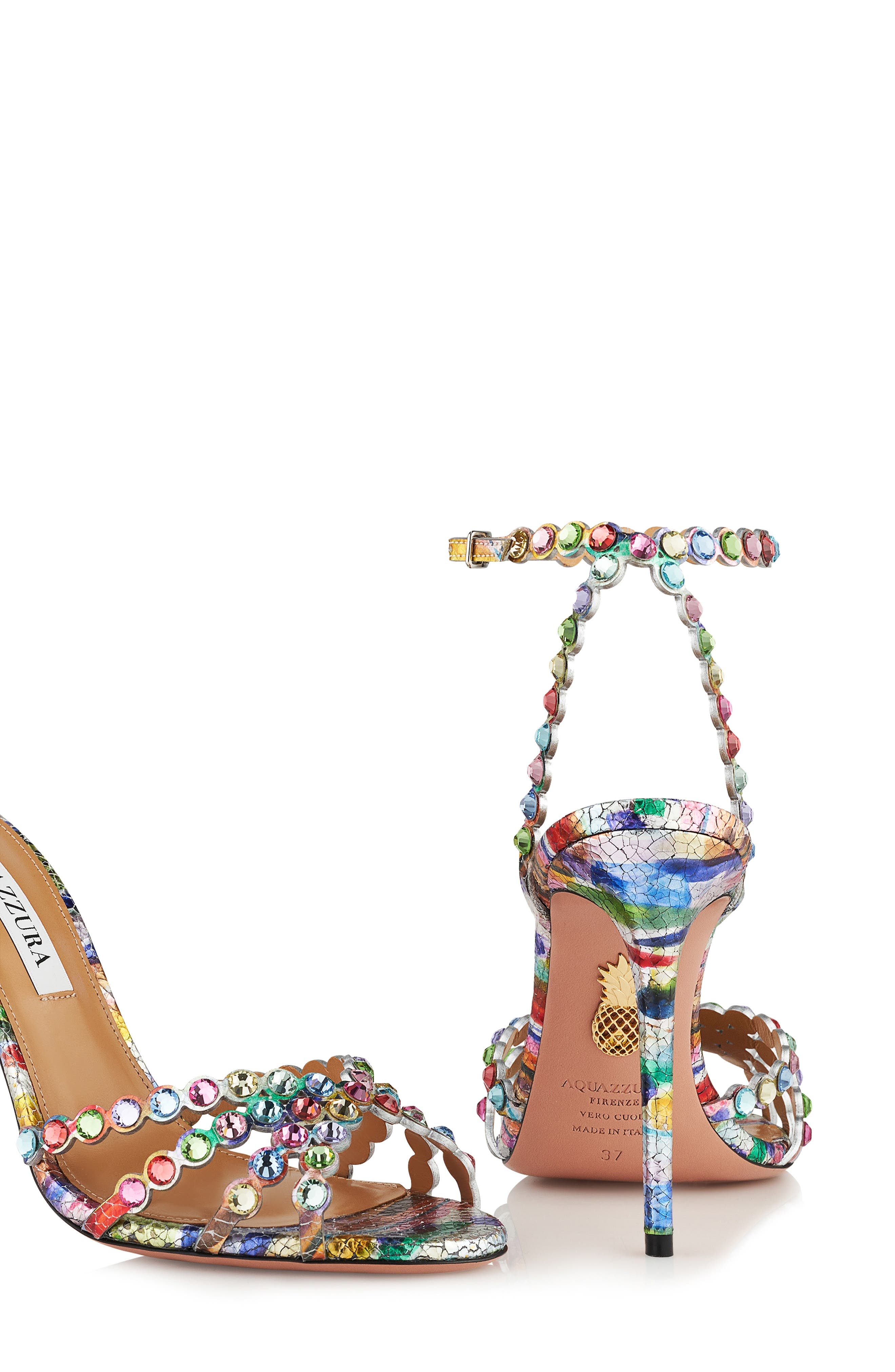 Aquazzura Tequila Crystal Ankle Strap Sandal in Rainbow at Nordstrom - 3