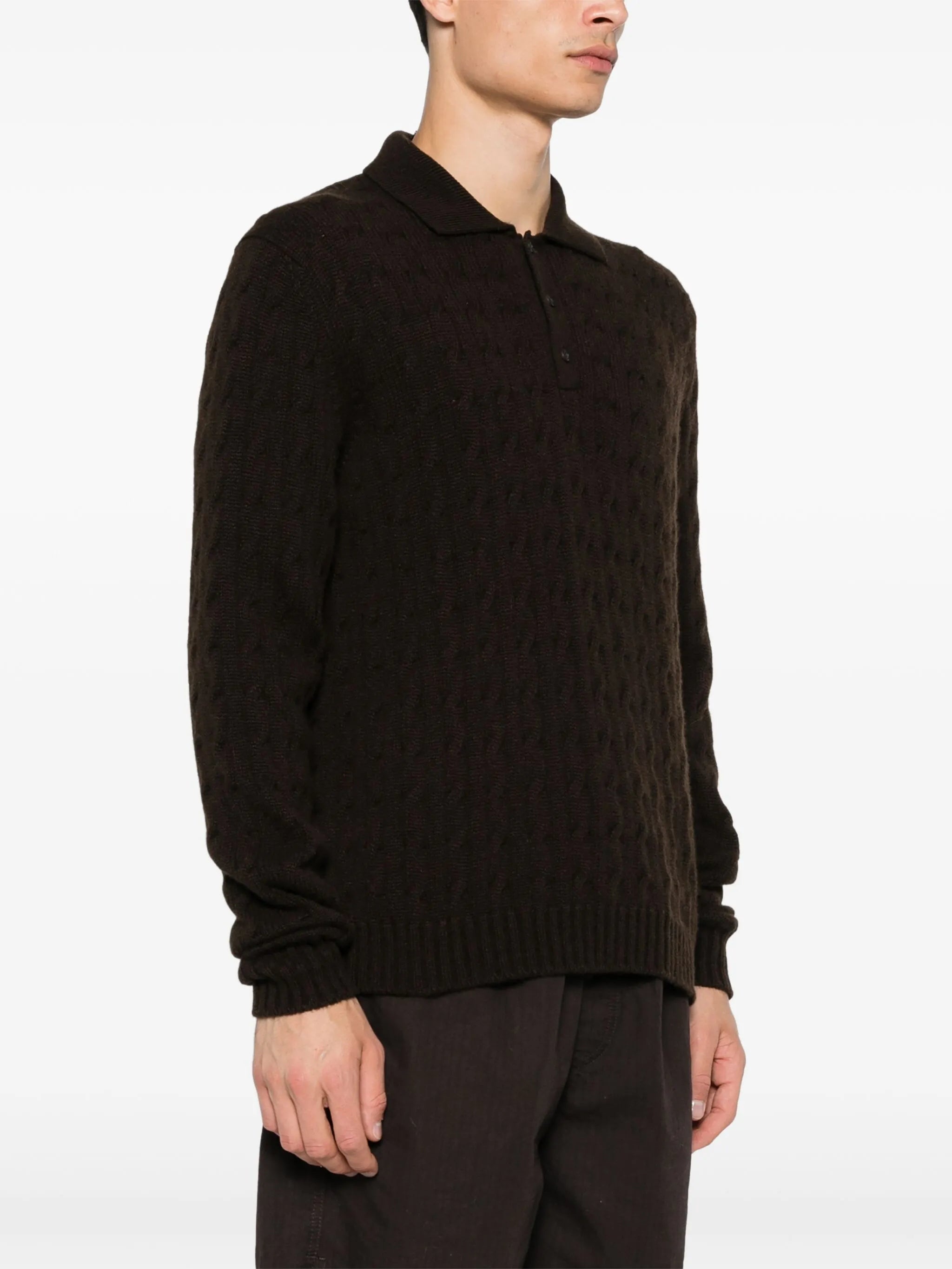 Cable-knit Polo Sweater - 3