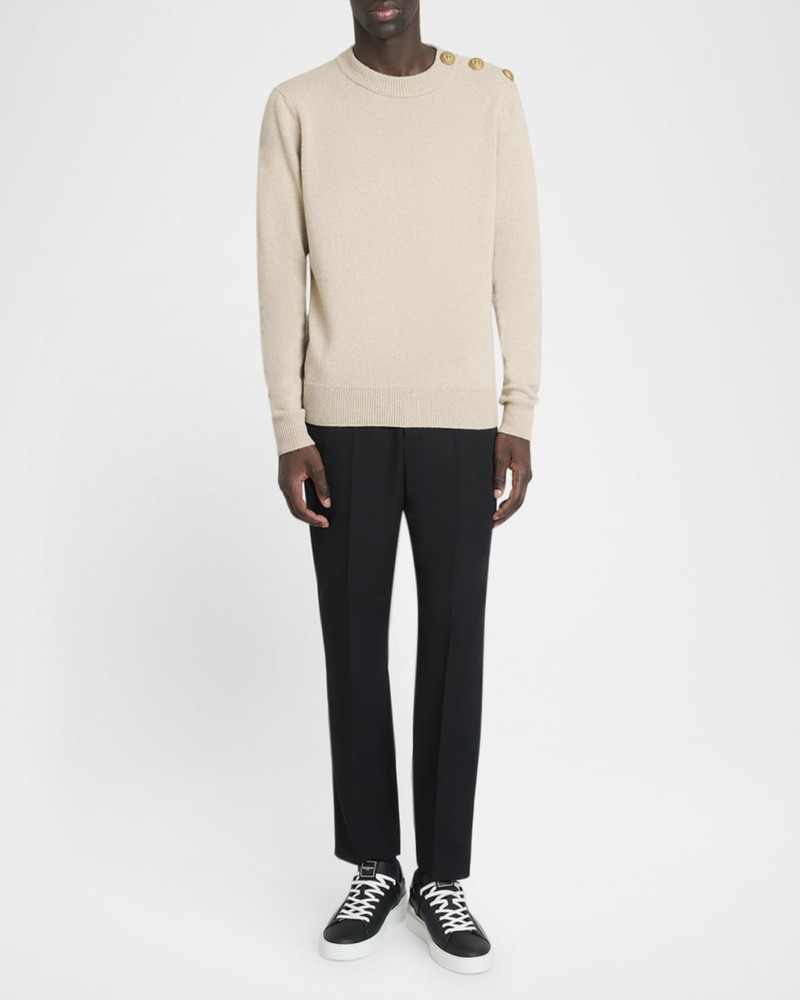 Balmain Men's Straight-Fit Tailored Satin-Trim Pants outlook