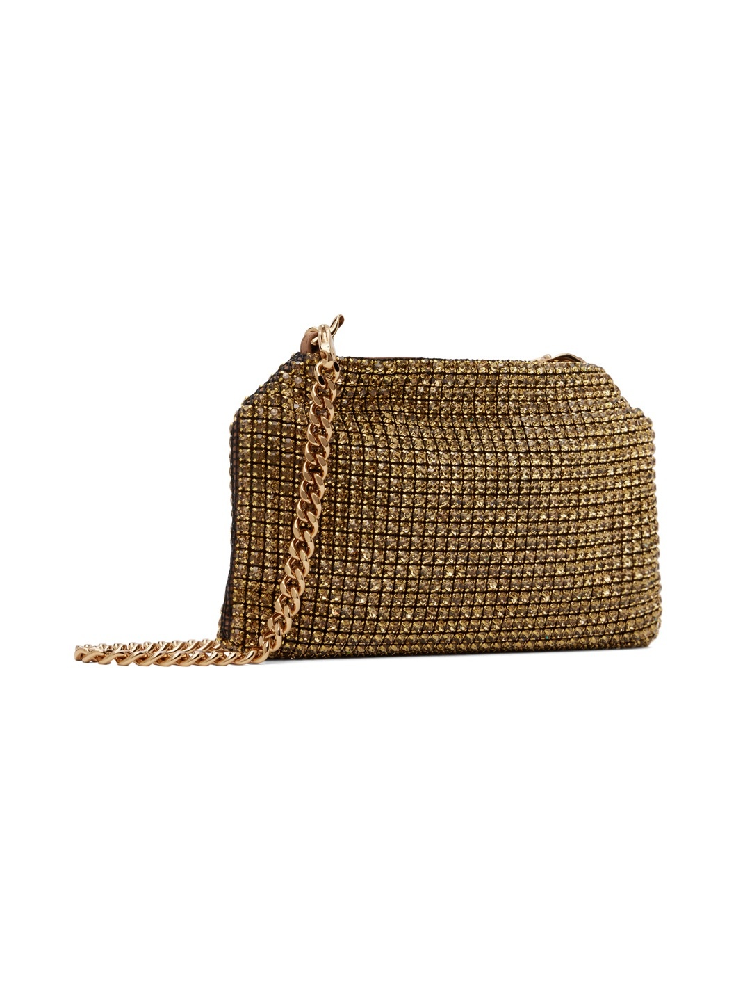 Gold Falabella Crystal Mesh Clutch Bag - 3