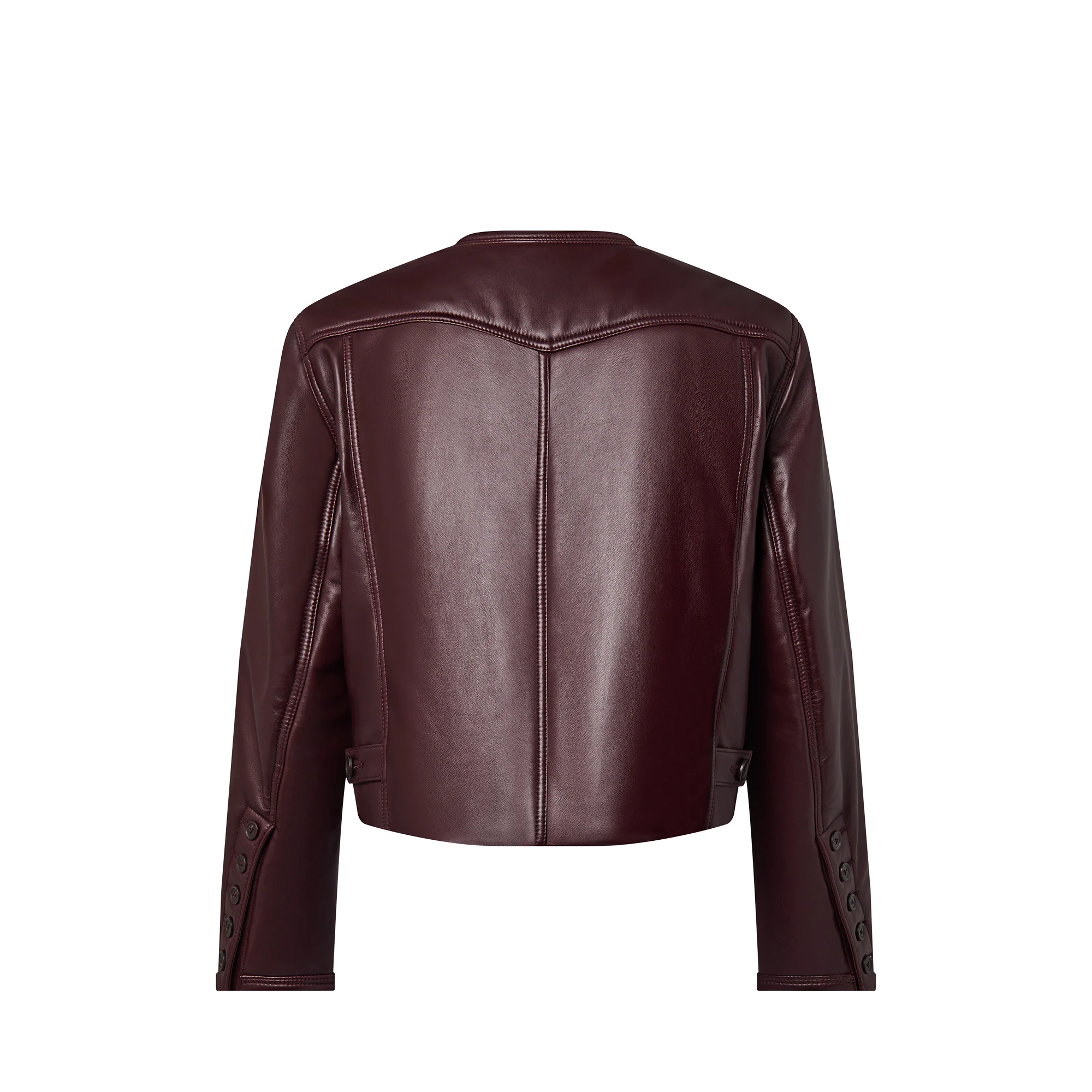 Topstitched Leather Boxy Jacket - 3