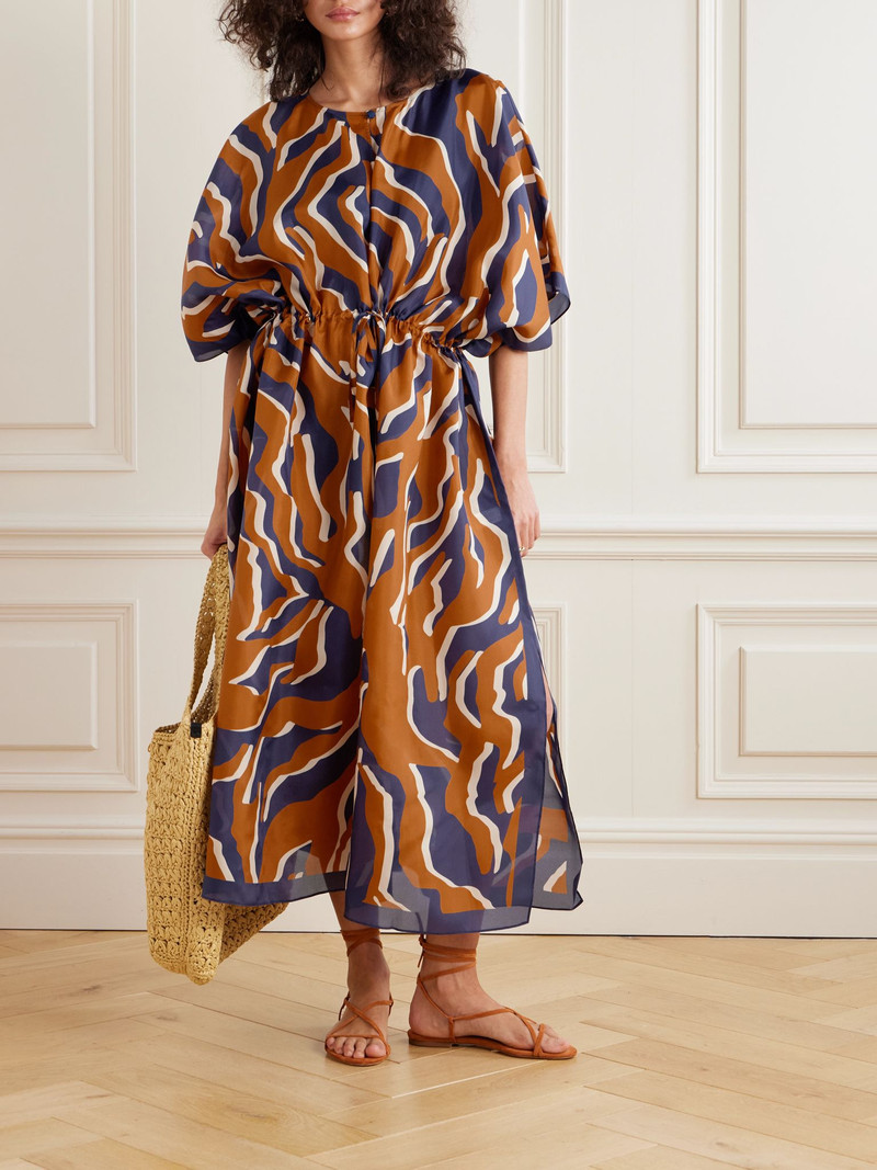 ERES Continent Archipel printed silk-chiffon kaftan Brown outlook