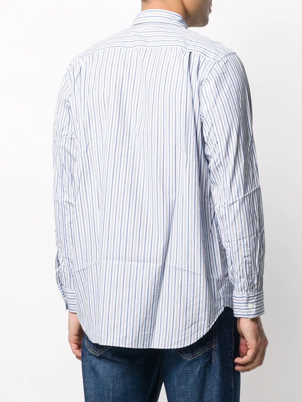 striped crinkled effect shirt - 4