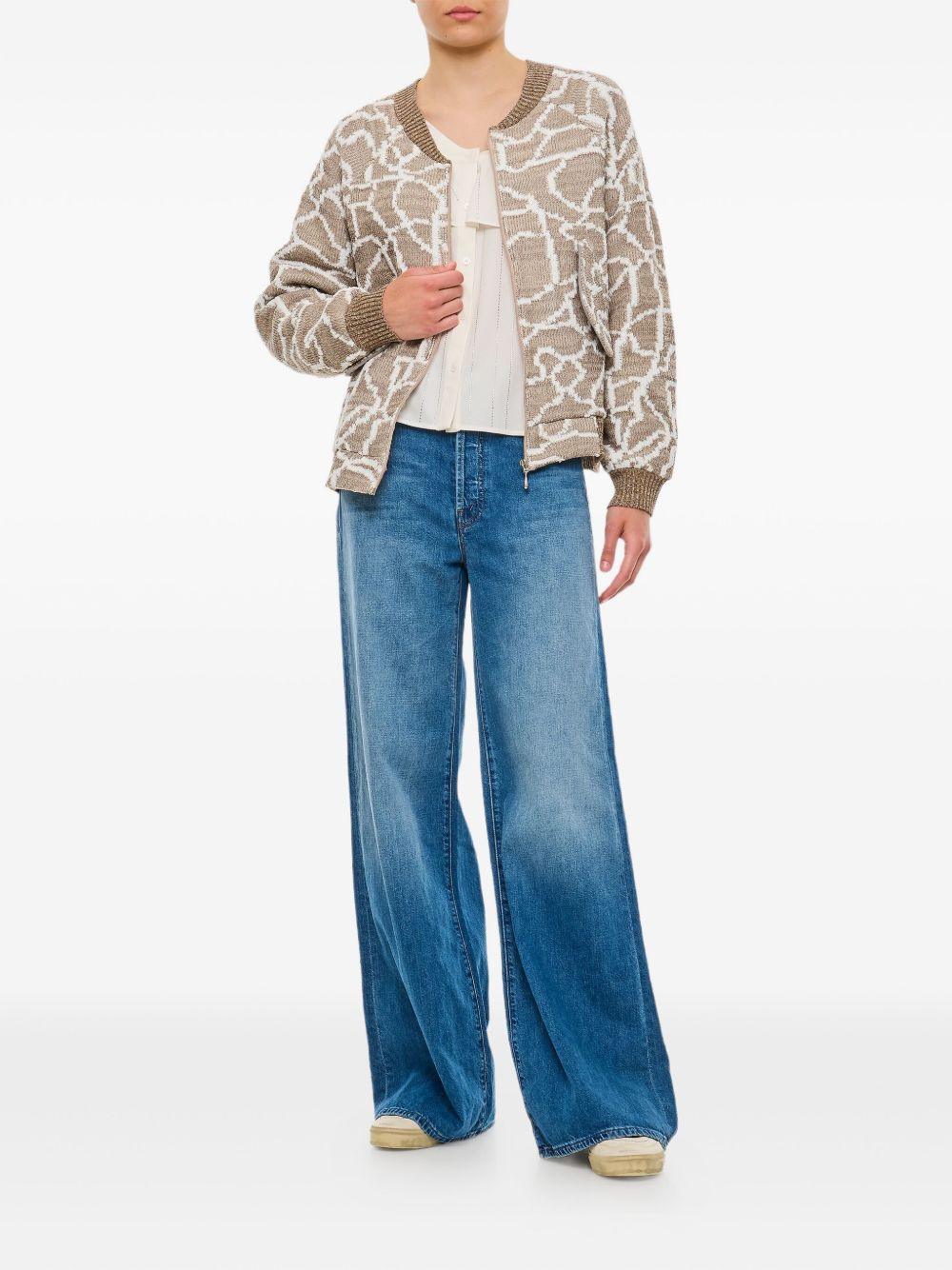 patterned zip-front cardigan - 2
