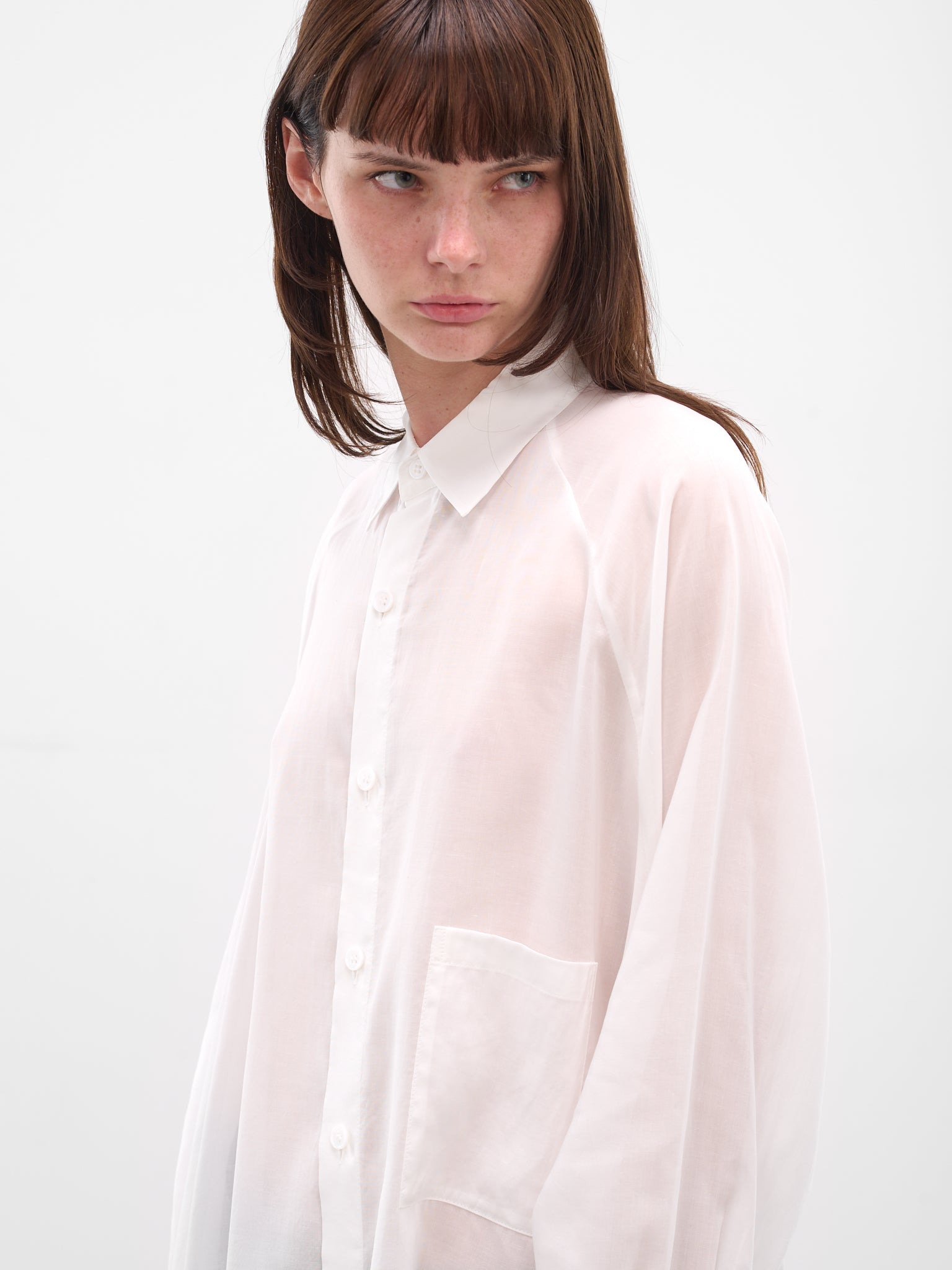White Raglan Draped Asymmetric Shirt - 4