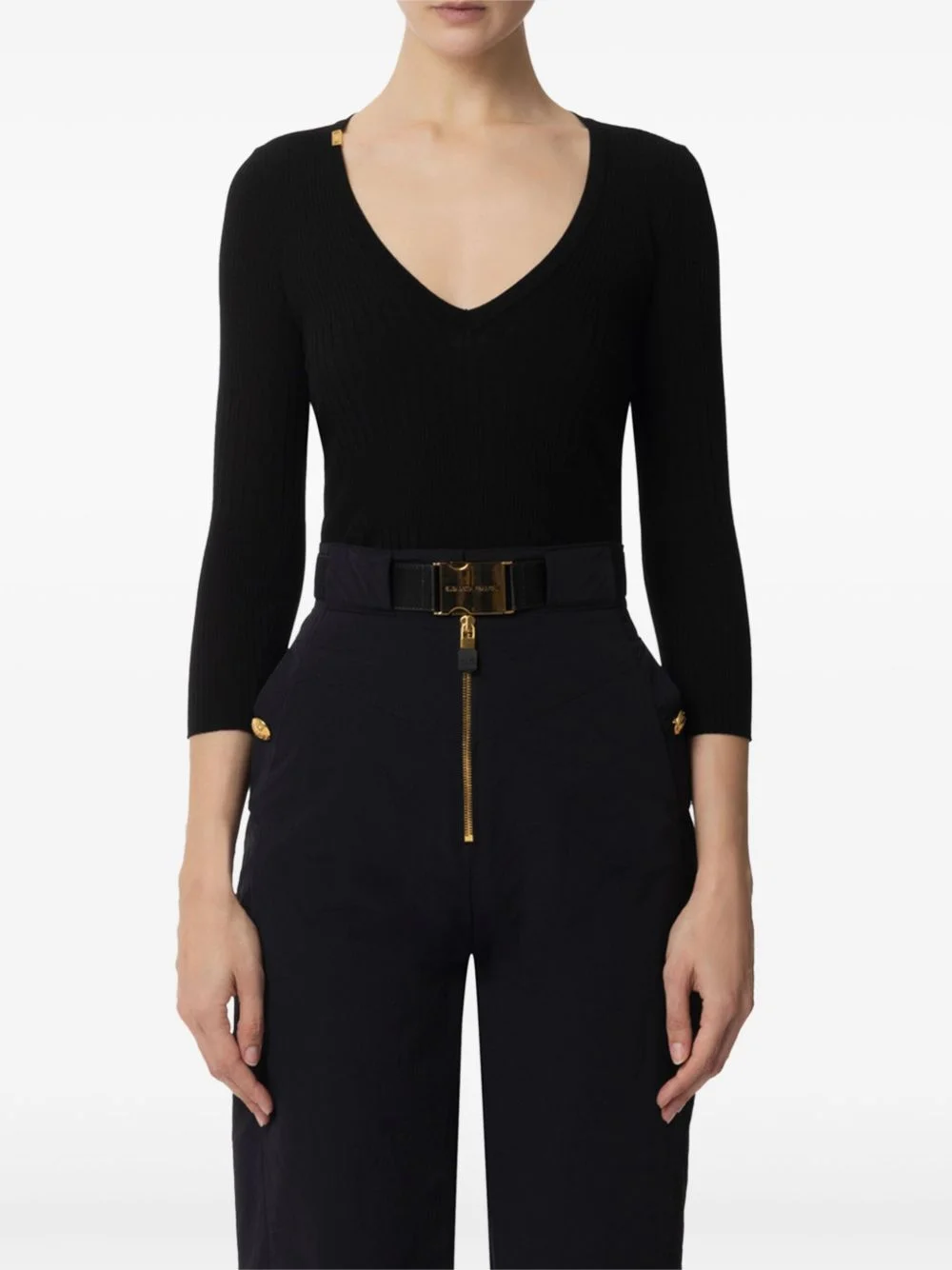 ribbed v-neck sweater - 1