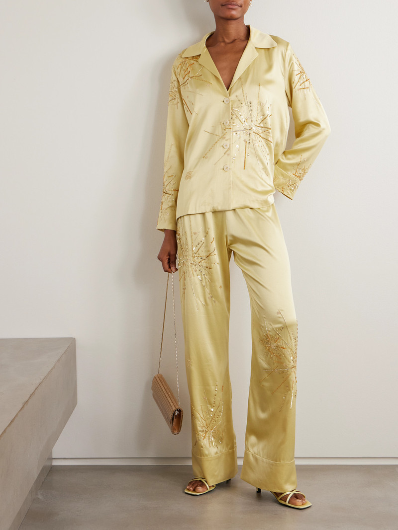 BERNADETTE Louis Embellished Silk-blend Satin Shirt outlook