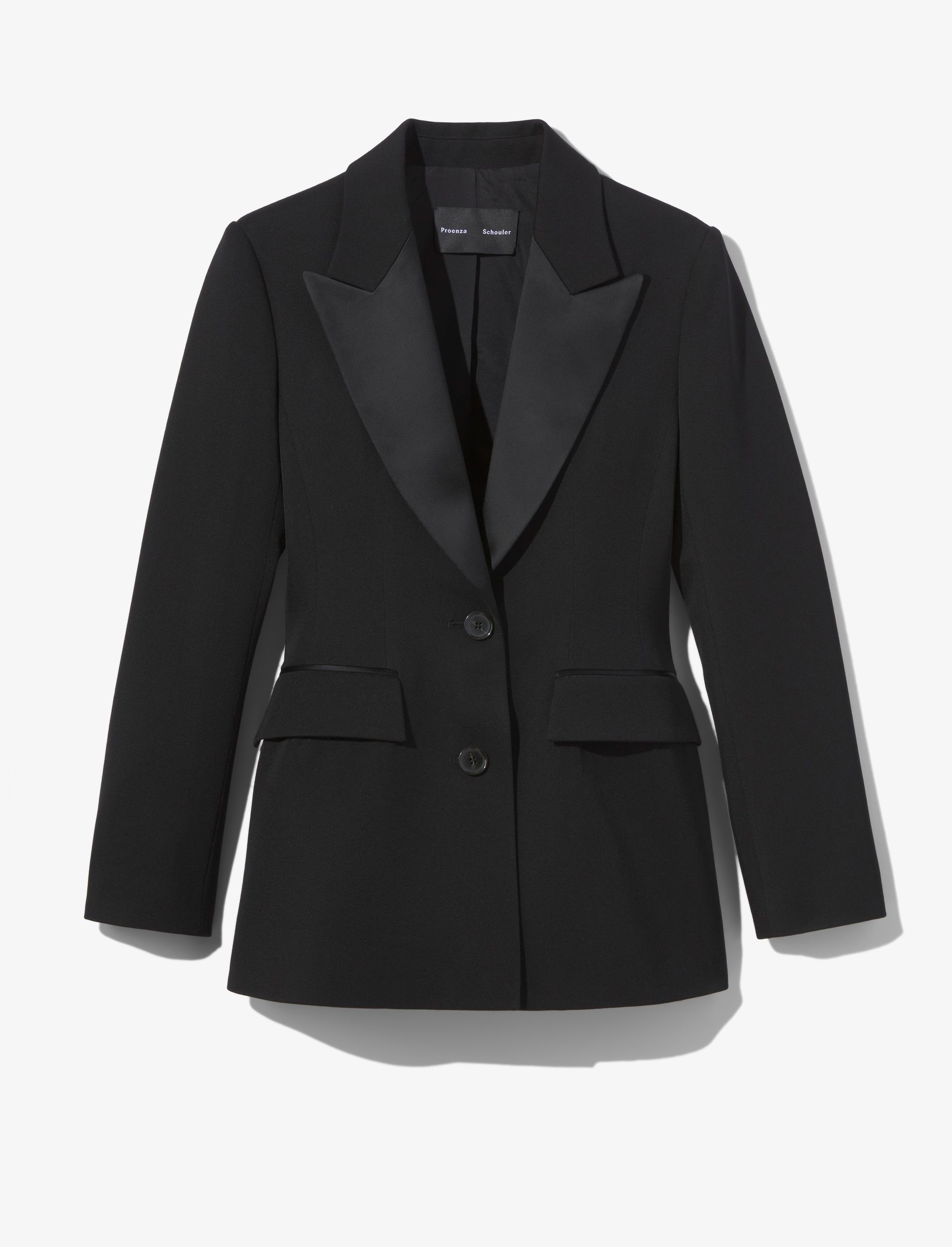 Wool Twill Satin Trim Blazer - 1