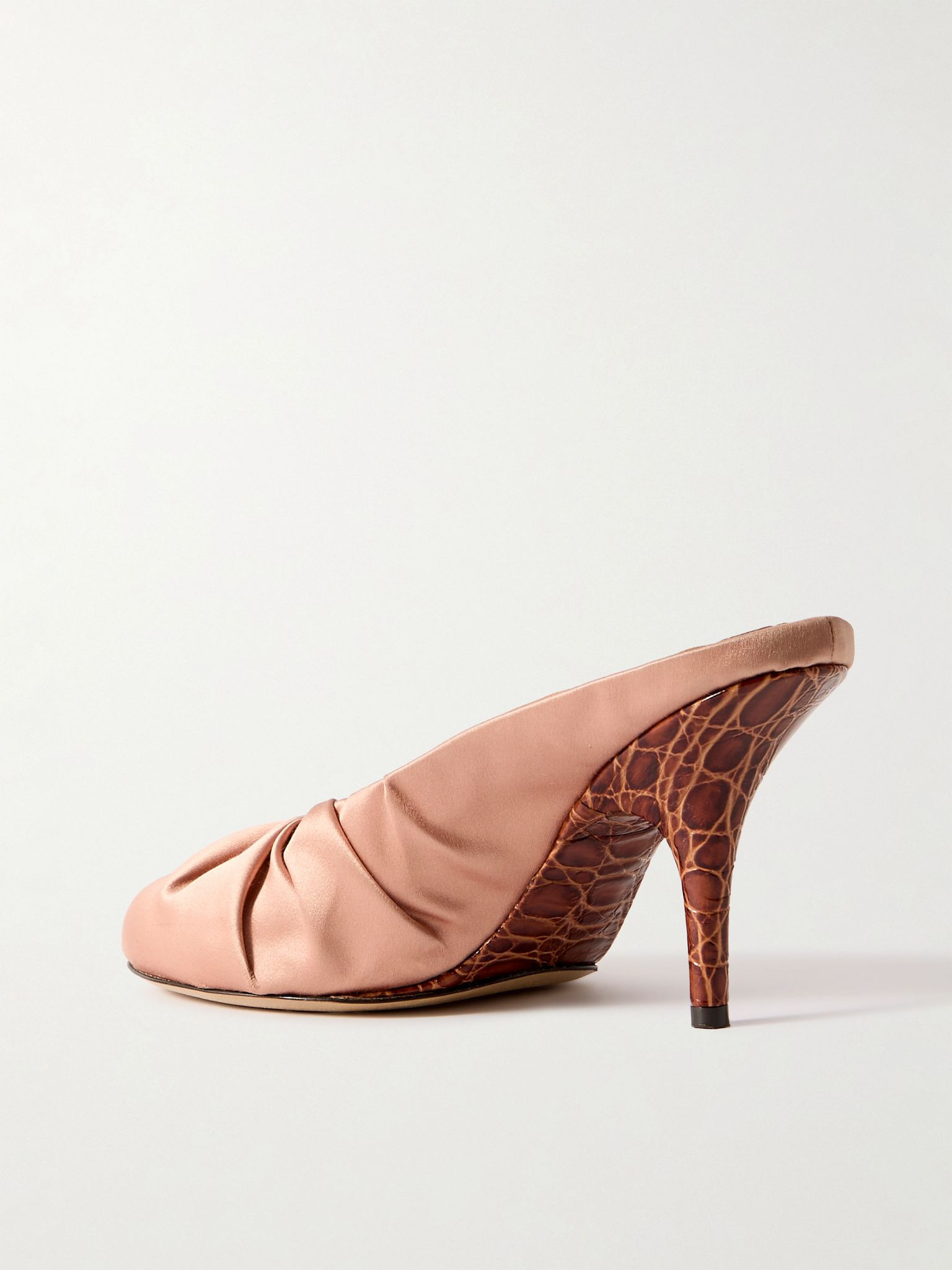 Ruched satin mules Blush - 3