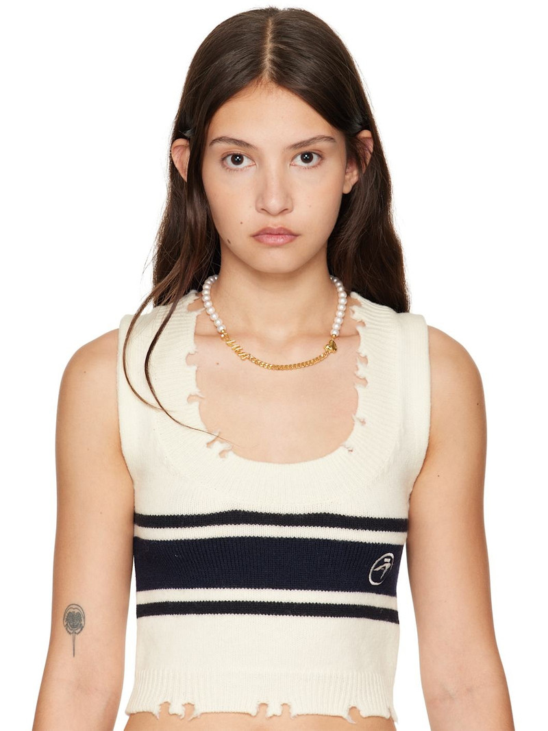 Ambush White & Gold Pearl Chain Mix Necklace outlook