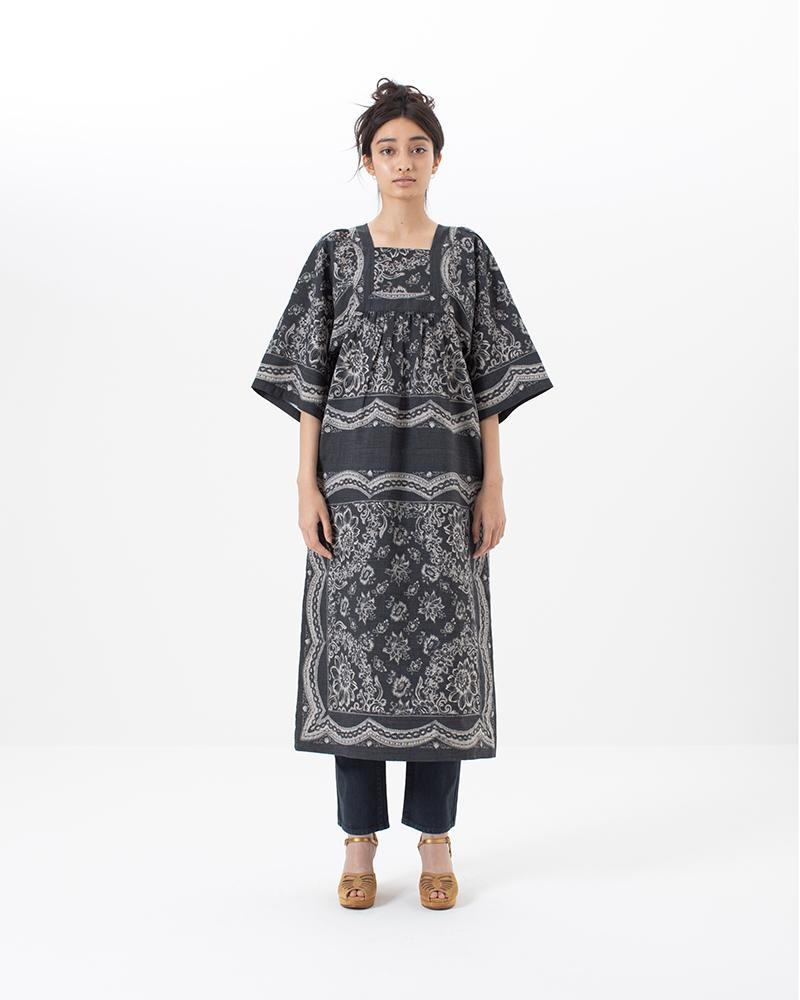 LONG KAFTAN P.W. WILDFLOWER BLACK - 2