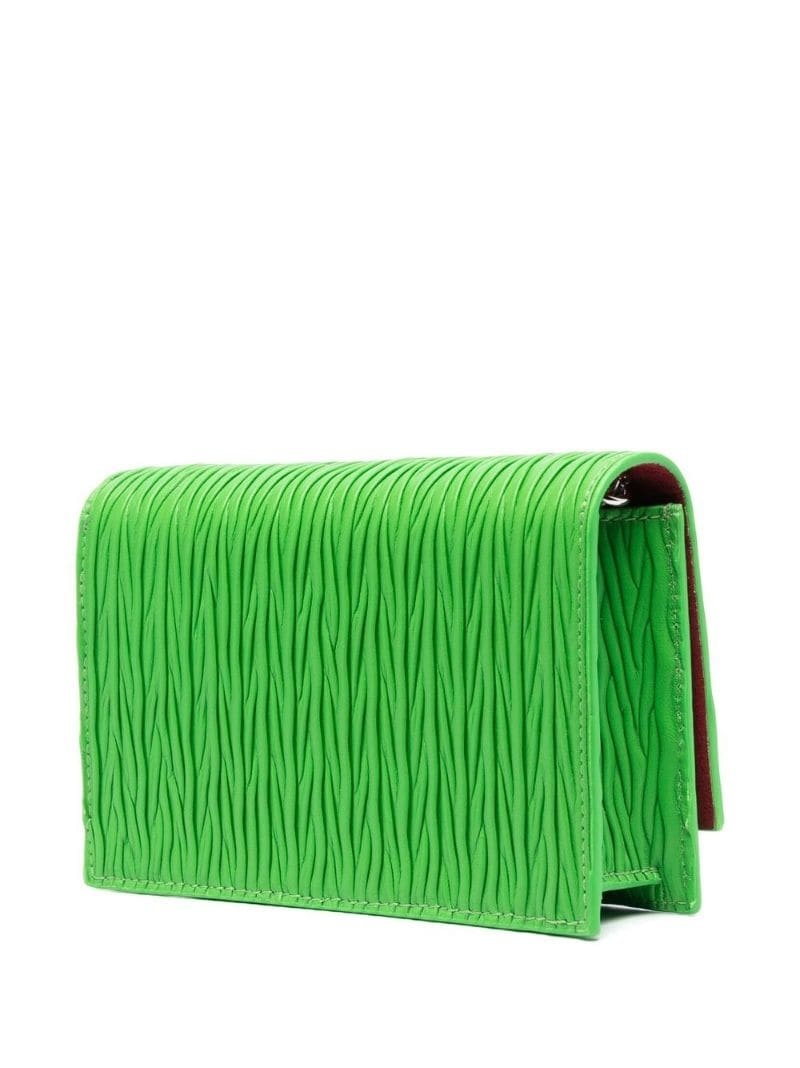 skull-stud pleated leather bag - 3