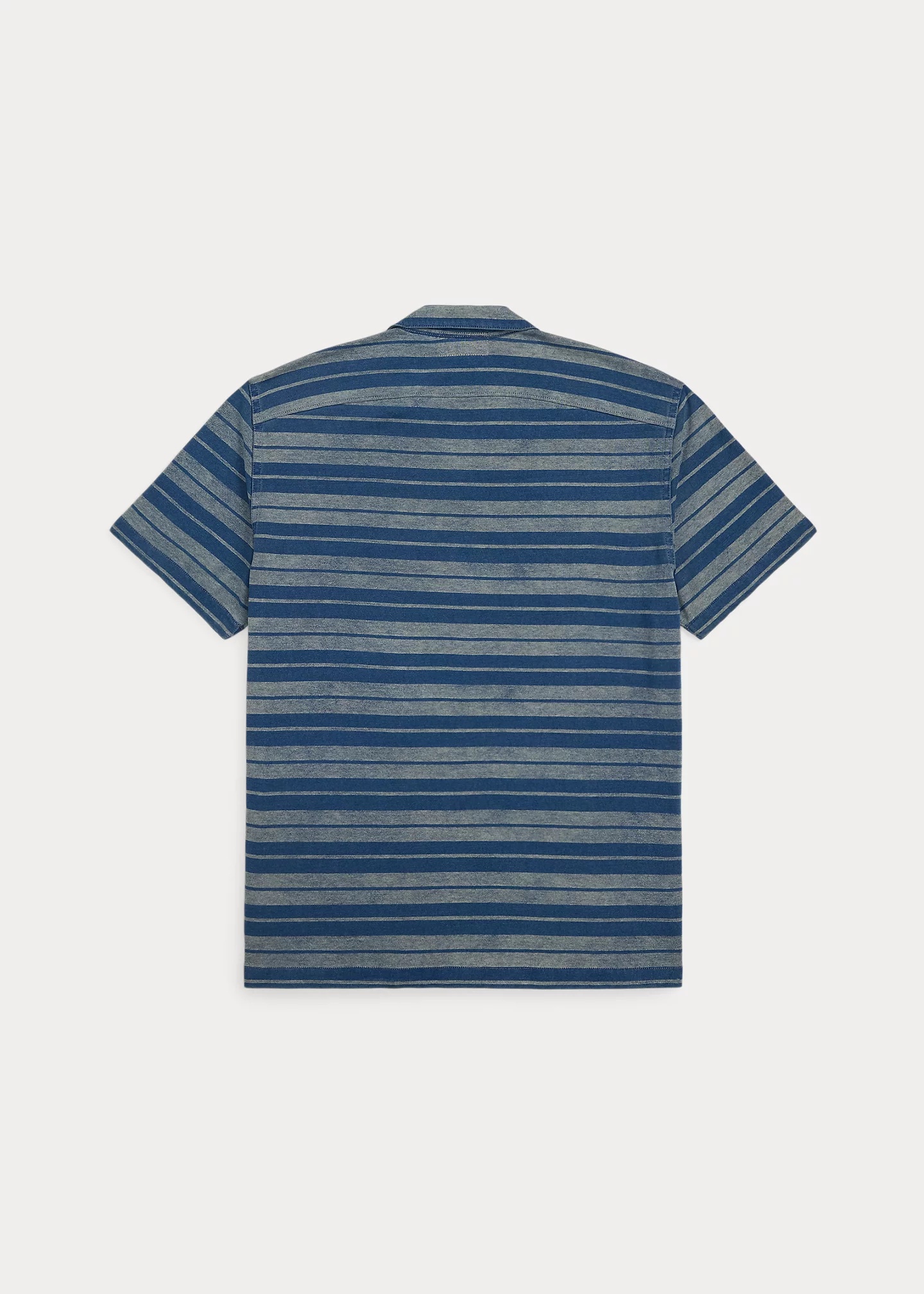 Indigo Striped Jersey Camp Shirt - 2