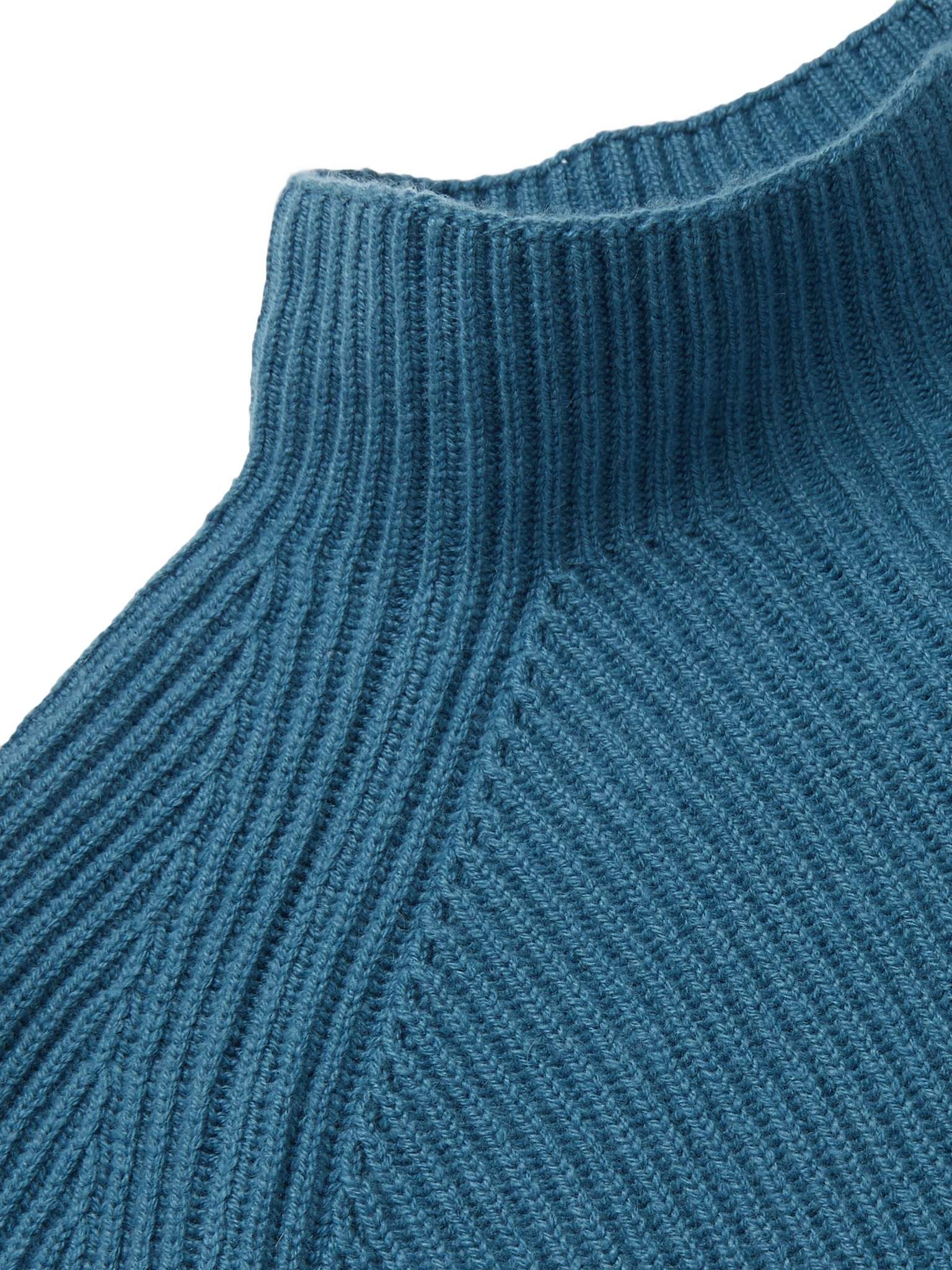 Ribbed Baby Cashmere Mock-Neck Sweater - 6