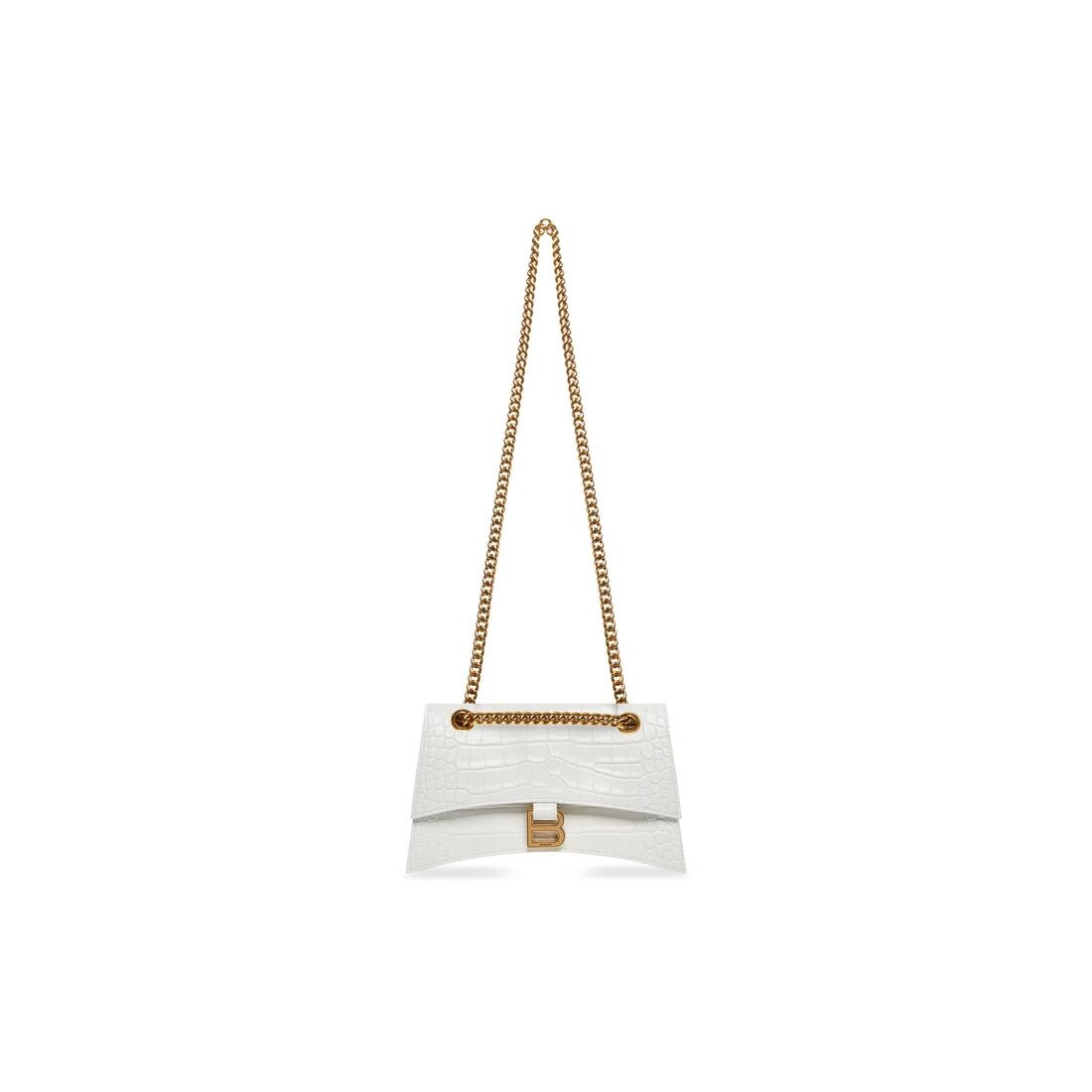 Women's Crush Small Chain Bag Crocodile Embossed in Optic White - 8