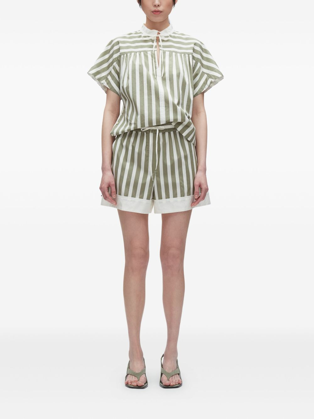 striped drawstring shorts - 2
