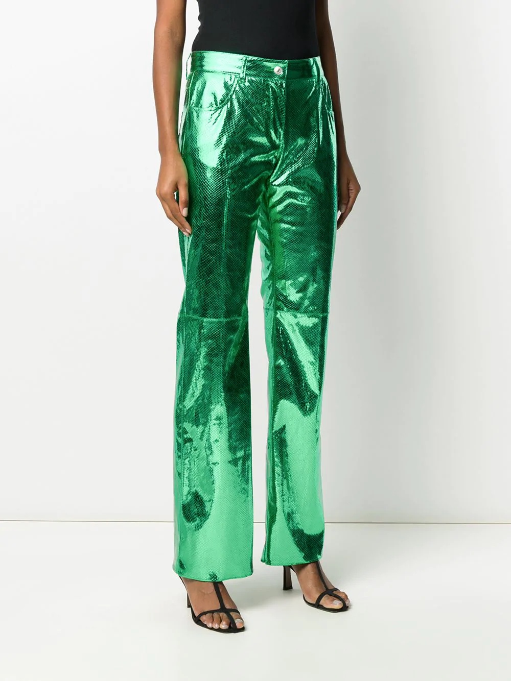 metallic flared trousers - 3