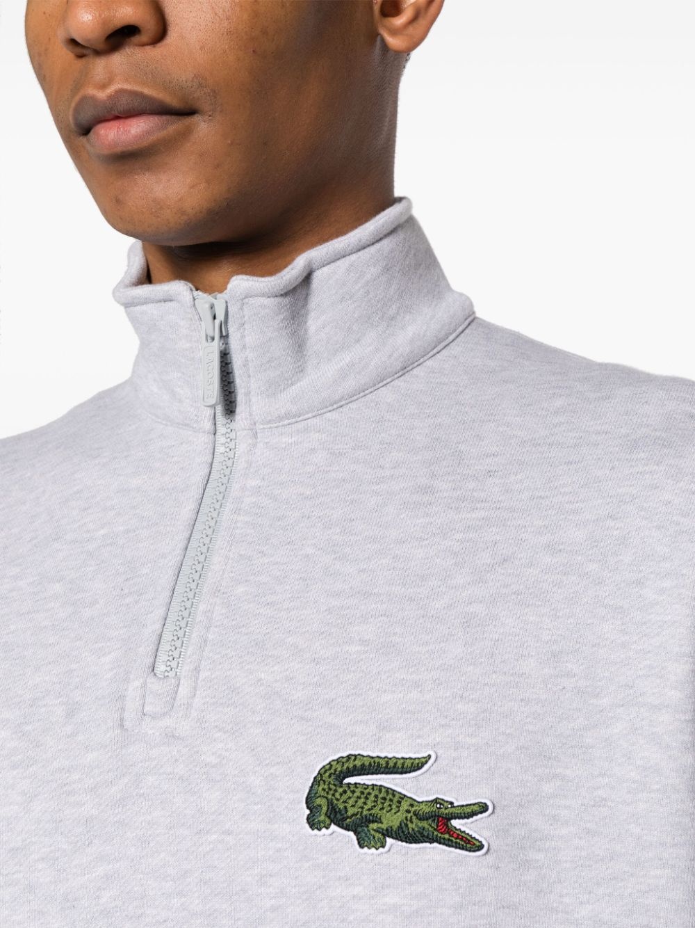 Crocodile-patch half-zip sweatshirt - 6