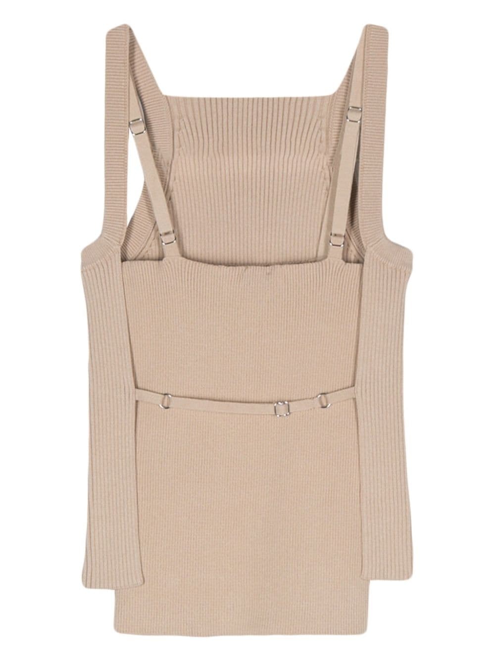 layered ribbed-knit tank top - 2
