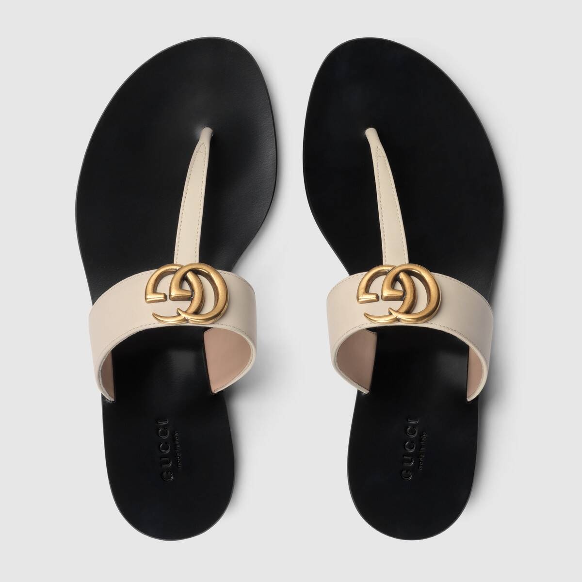 Leather thong sandal with Double G - 4