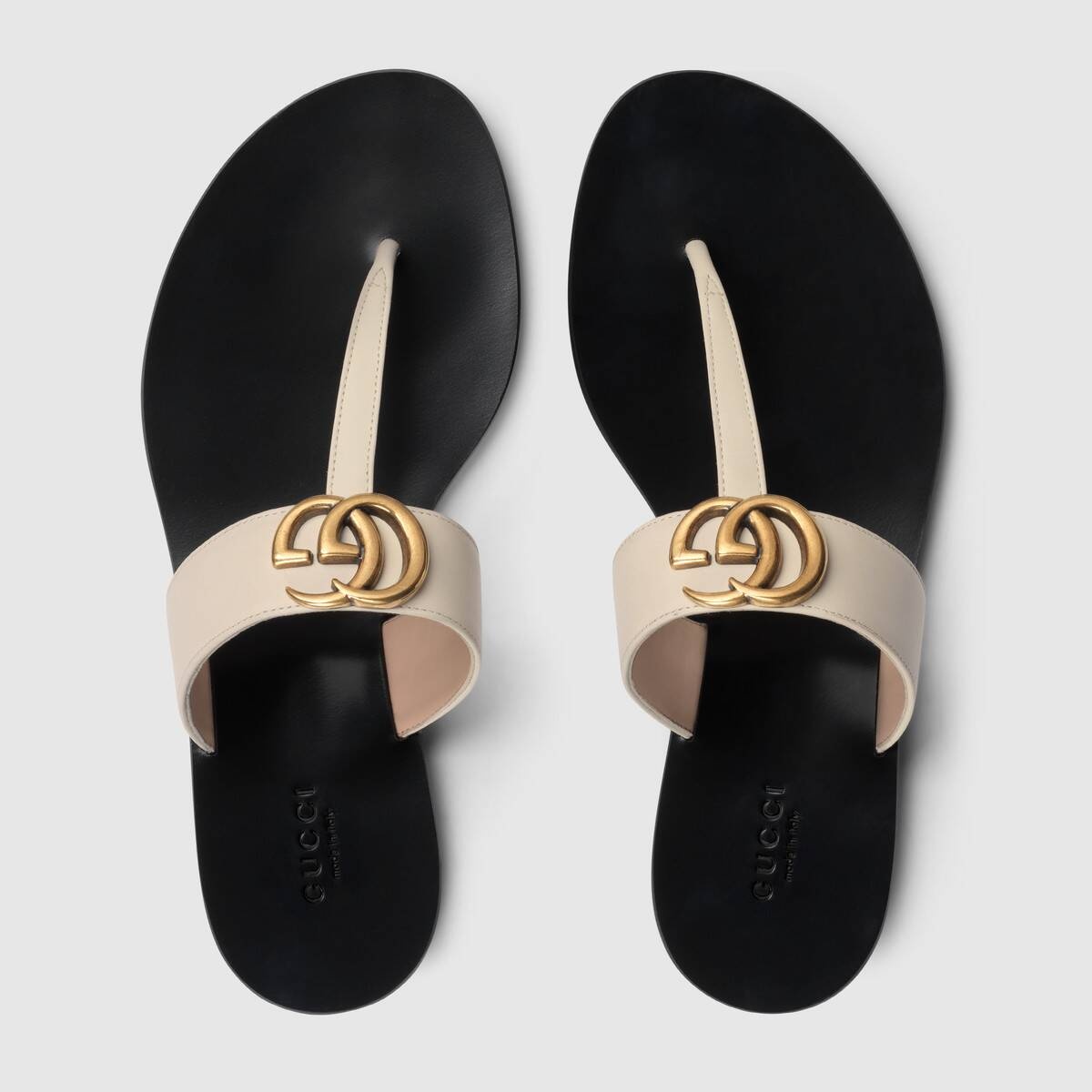 GUCCI Leather thong sandal with Double G | REVERSIBLE