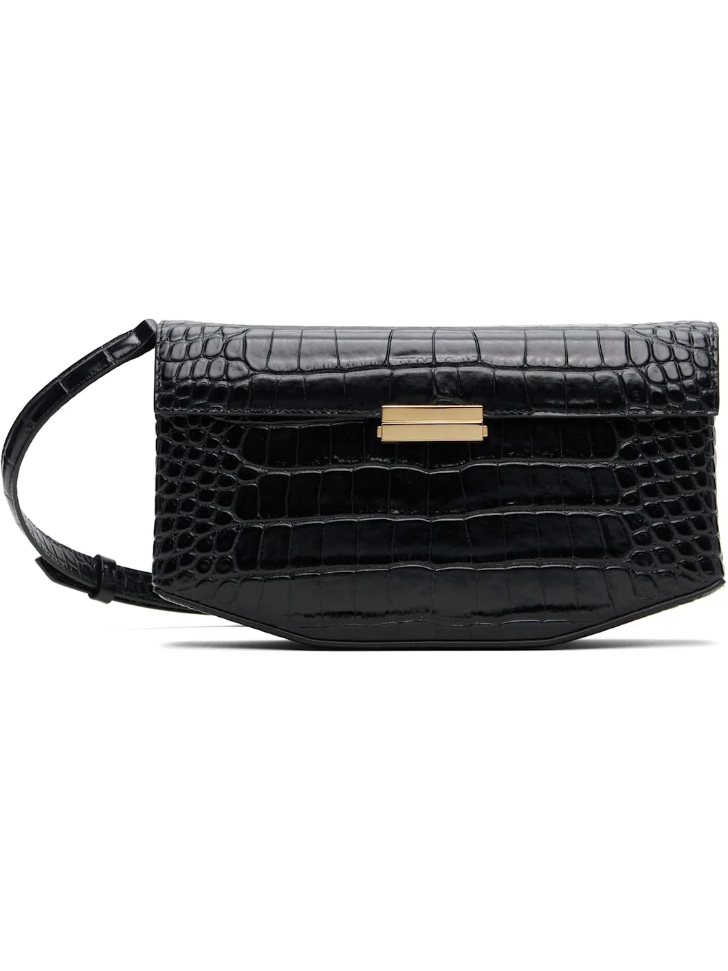 Black Clip Croco-Embossed Bag - 1