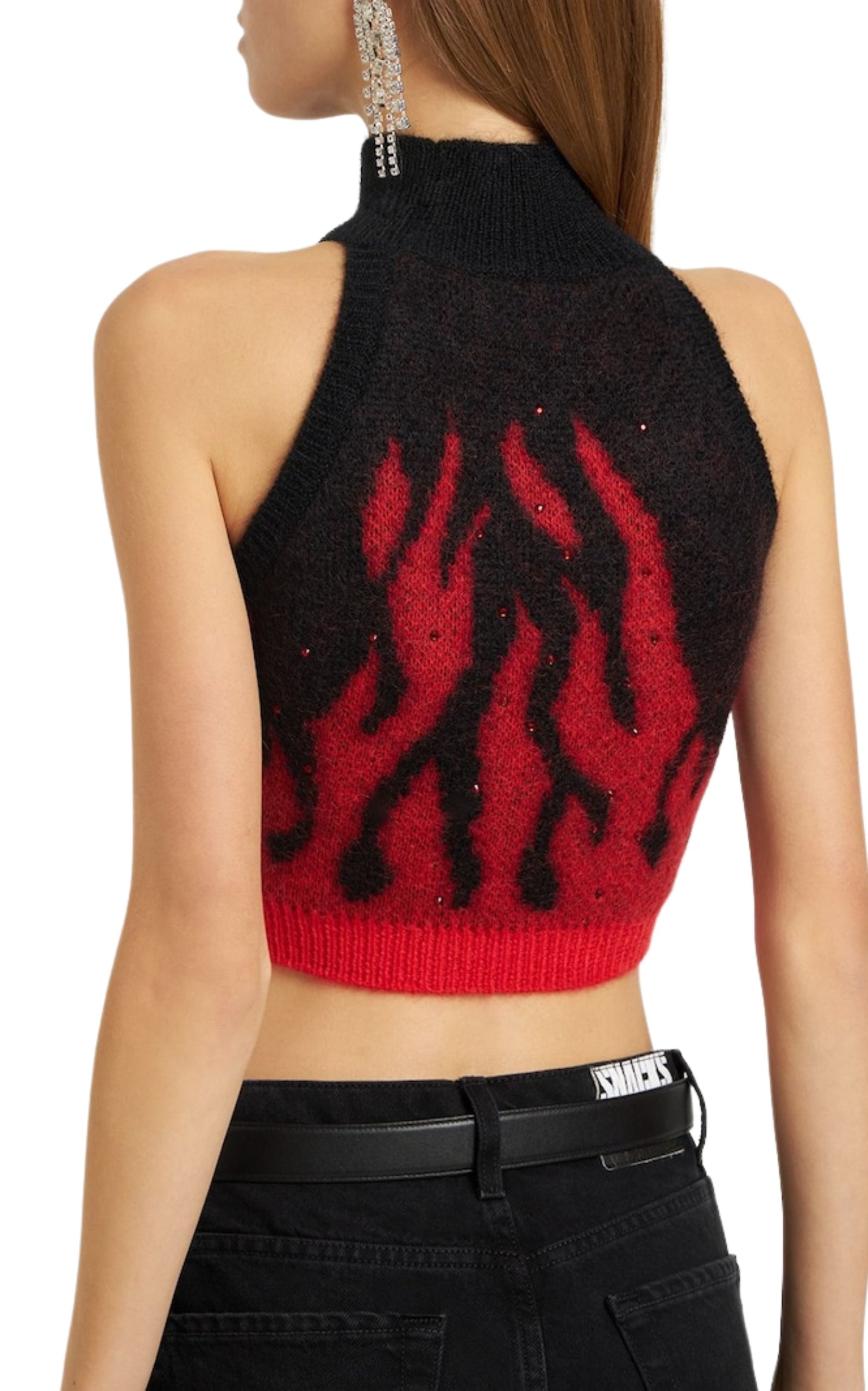 Flames Jacquard Knit Crop Top - 3