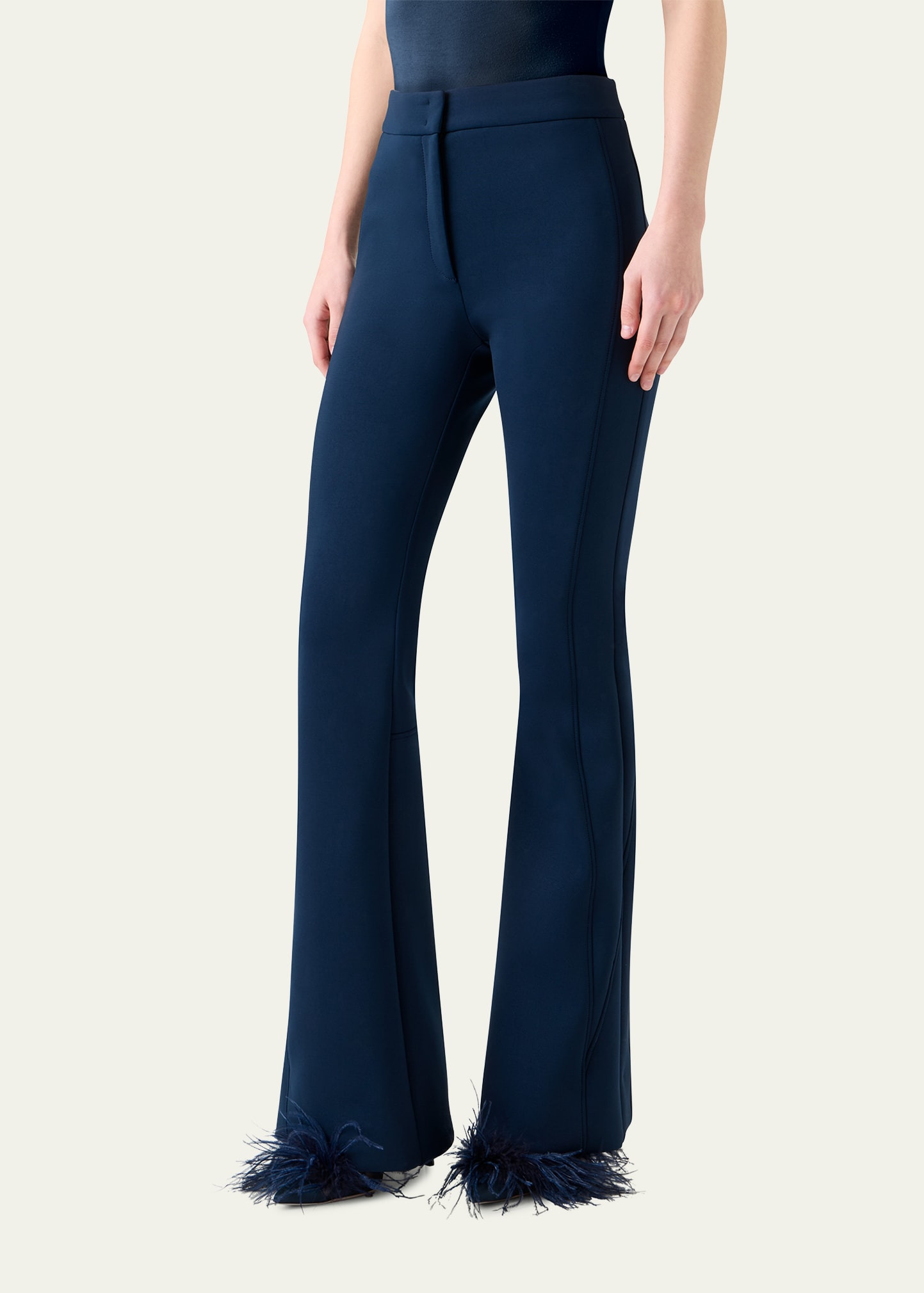 Faris Side-Stripe Techno Neoprene Bootcut Pants - 4