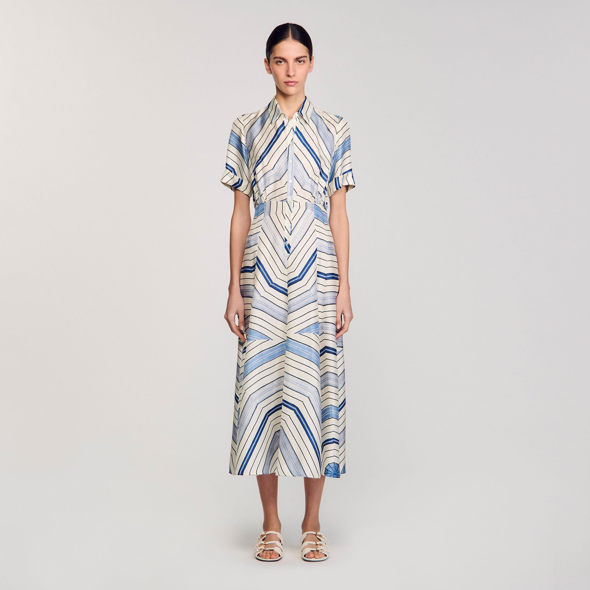 SPIRAL-MOTIF SILK MIDI DRESS - 2