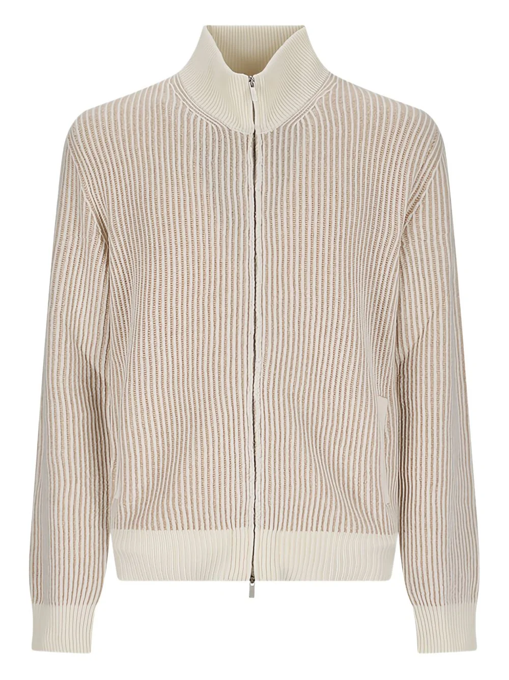 striped zip-up cardigan - 1