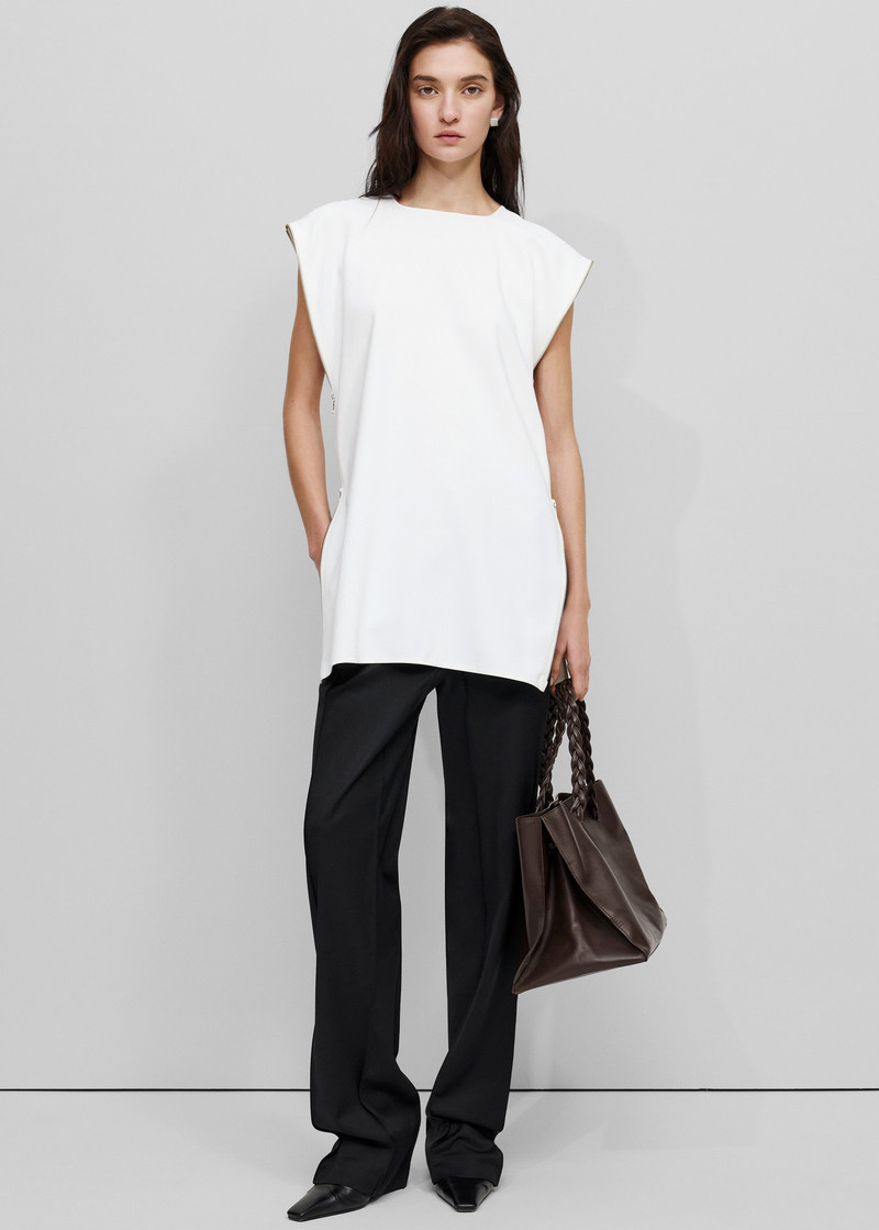 BEVZA Bevza Zipper Tunic Top - White outlook