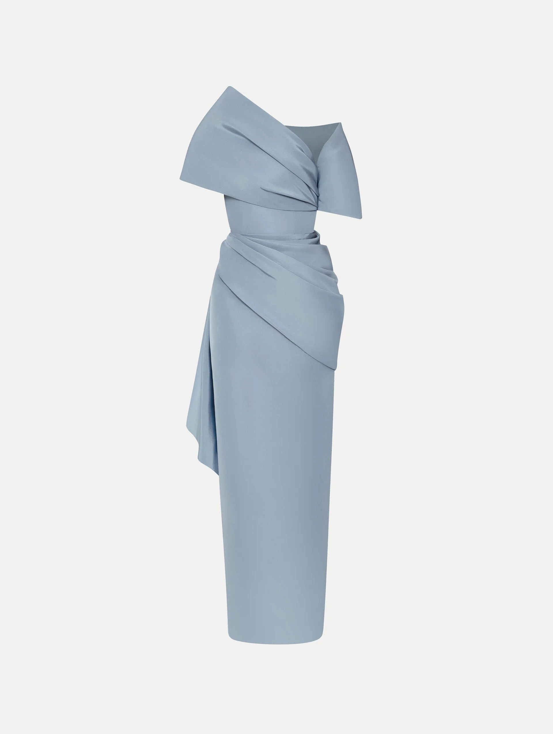 DRAPED-DETAIL FAILLE GOWN - 1