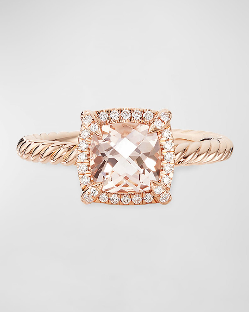 DAVID YURMAN Petite Chatelaine Pave Bezel Ring in 18K Rose Gold with Morganite outlook