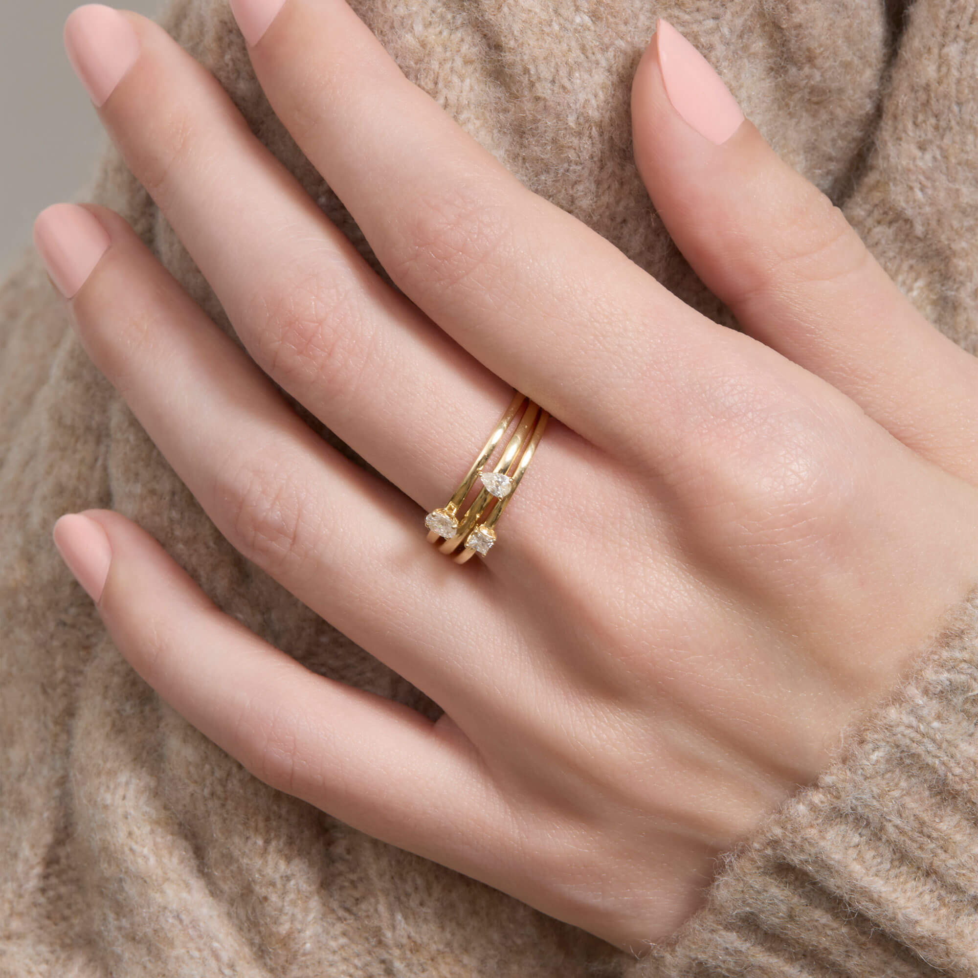 Fancy Diamond Stacking Ring Set - 2