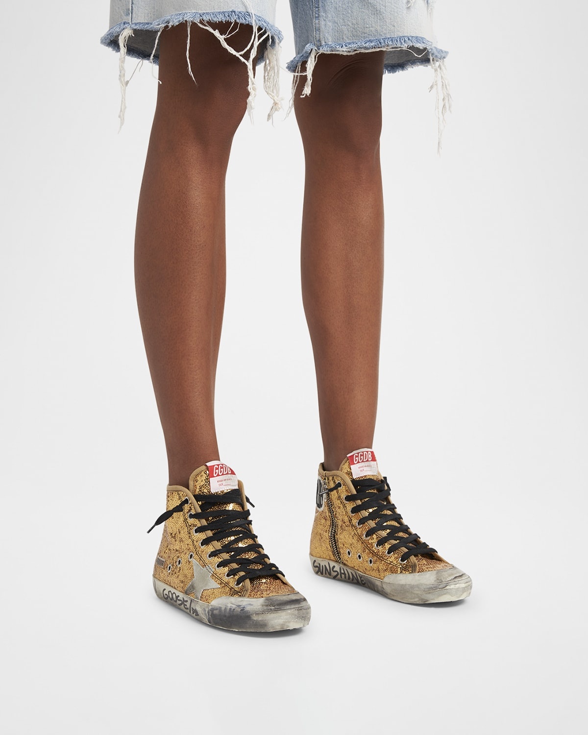 Golden Goose Francy Sequin High-Top Sneakers neimanmarcus