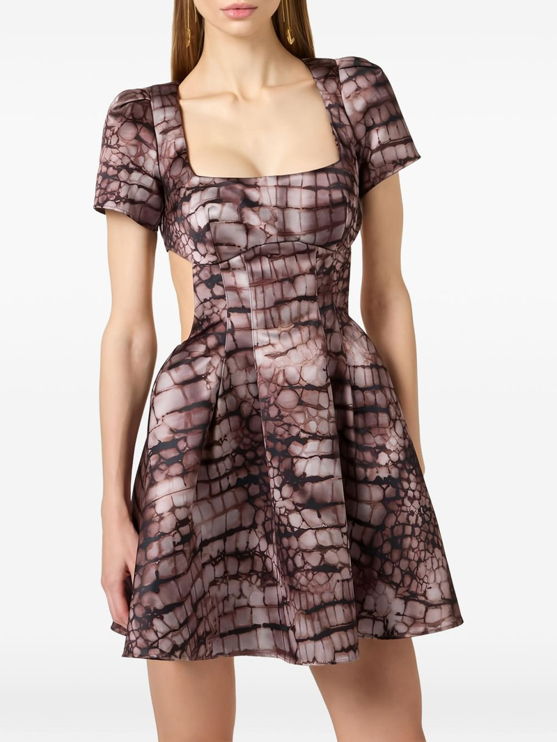 U-neck alligator-patterned mini dress 4