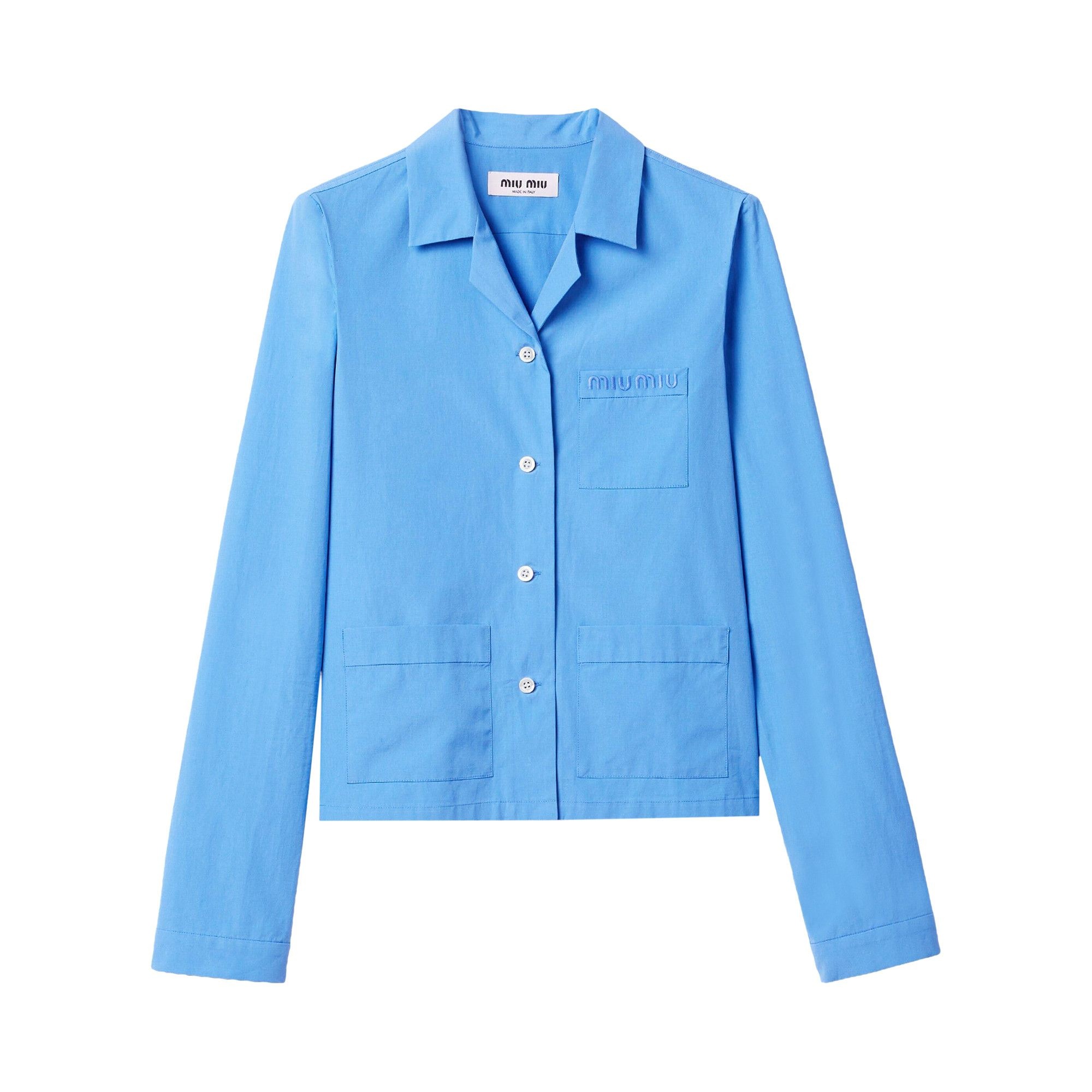 Miu Miu Long-Sleeve Poplin Shirt 'Sapphire Blue' - 1