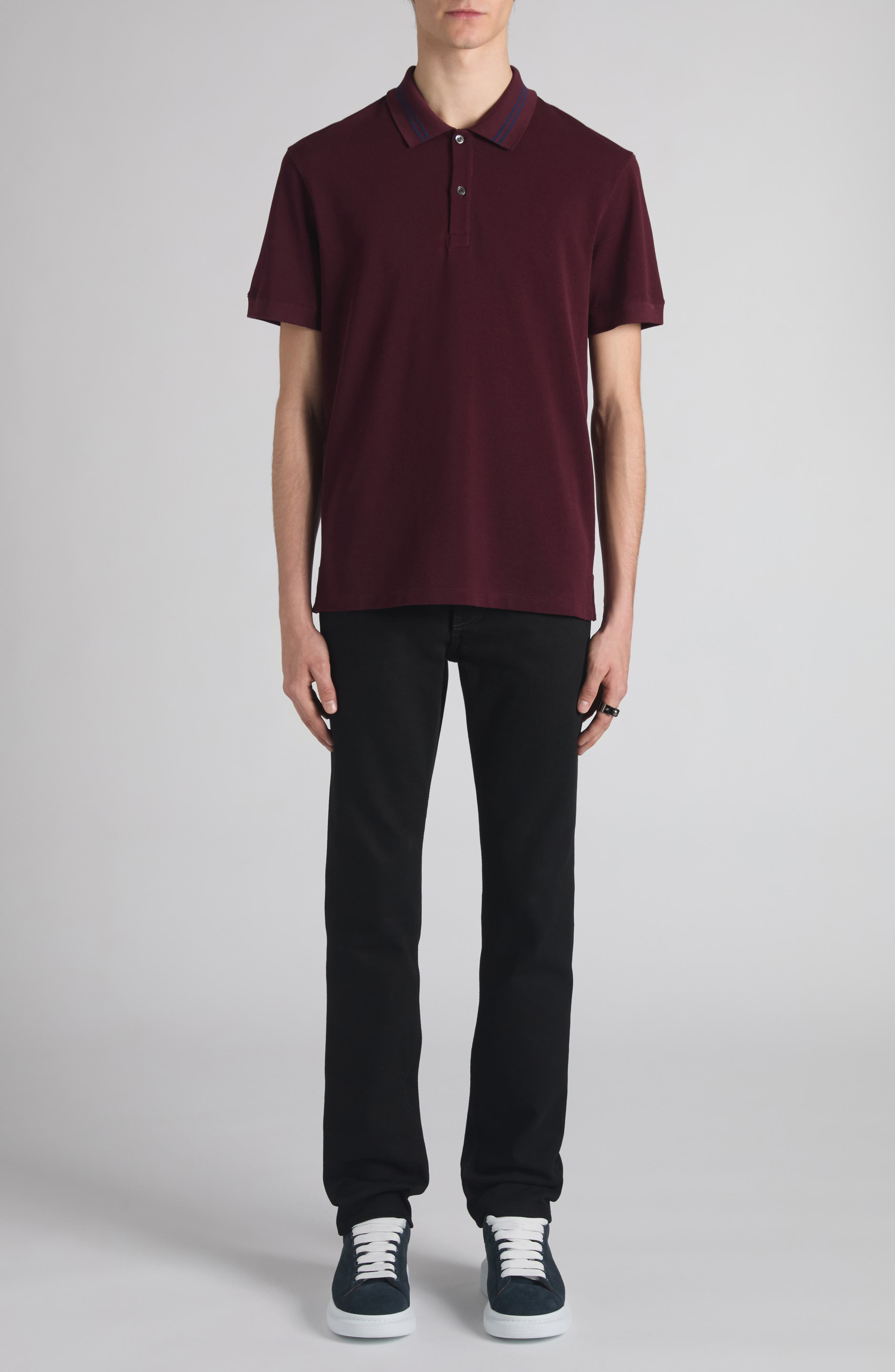 McQueen Logo Jacquard Collar Polo in Bordeaux at Nordstrom - 2