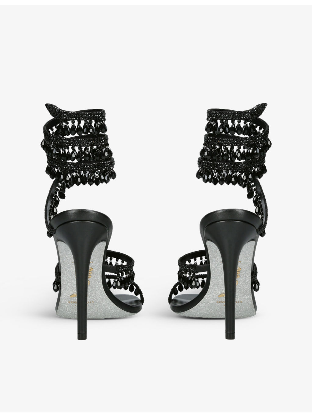 Chandelier 105 crystal-embellished leather heeled courts - 2