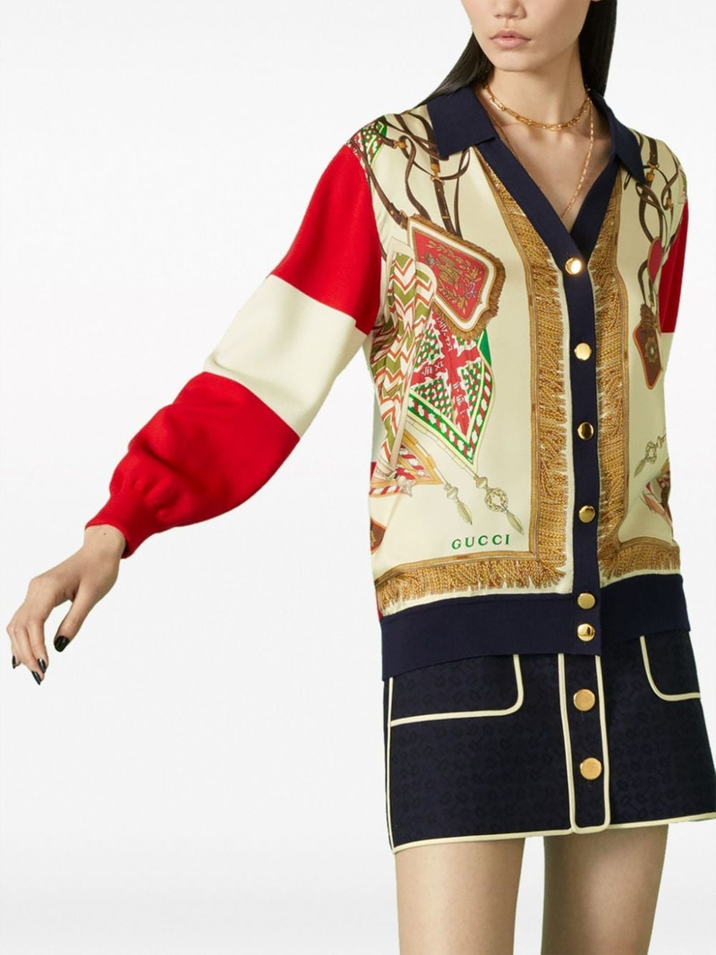 GUCCI Crest-print wool cardigan outlook